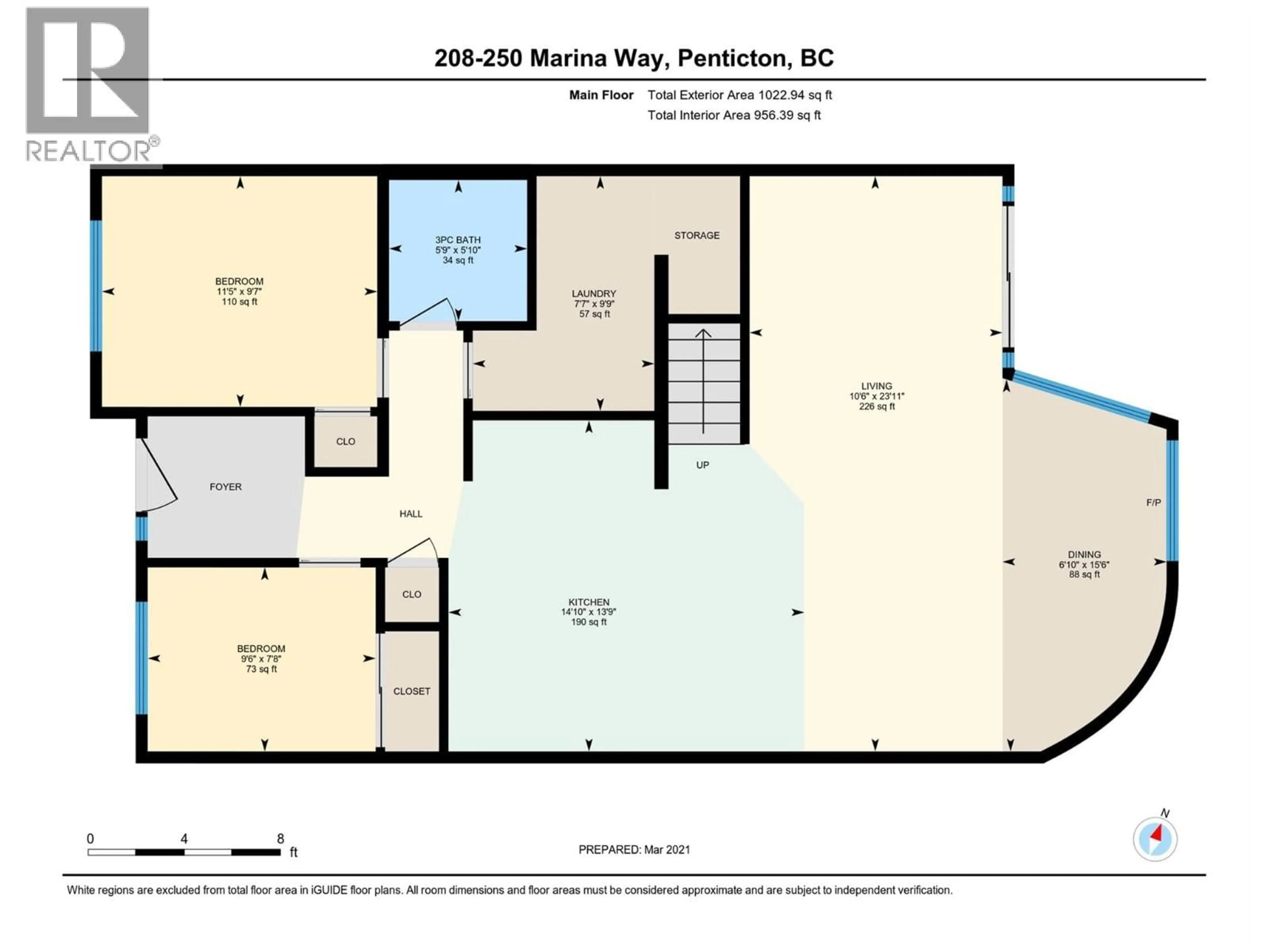 Floor plan for 208 - 250 MARINA WAY, Penticton British Columbia V2A1H4