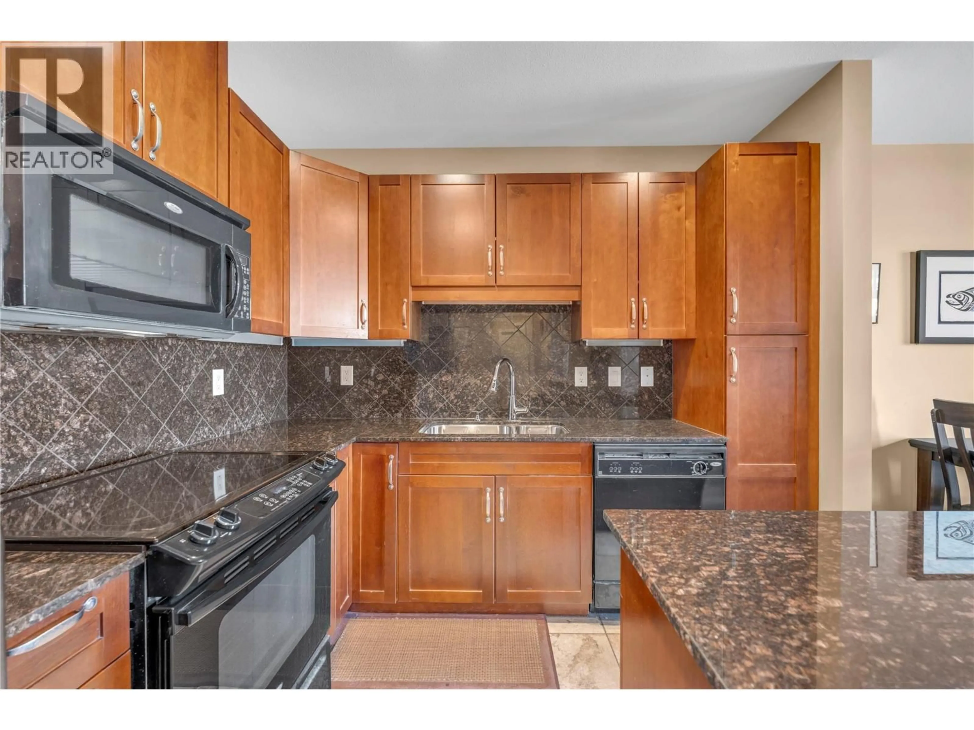 Standard kitchen, ceramic/tile floor for 201 - 3301 SKAHA LAKE ROAD, Penticton British Columbia V2A6G6