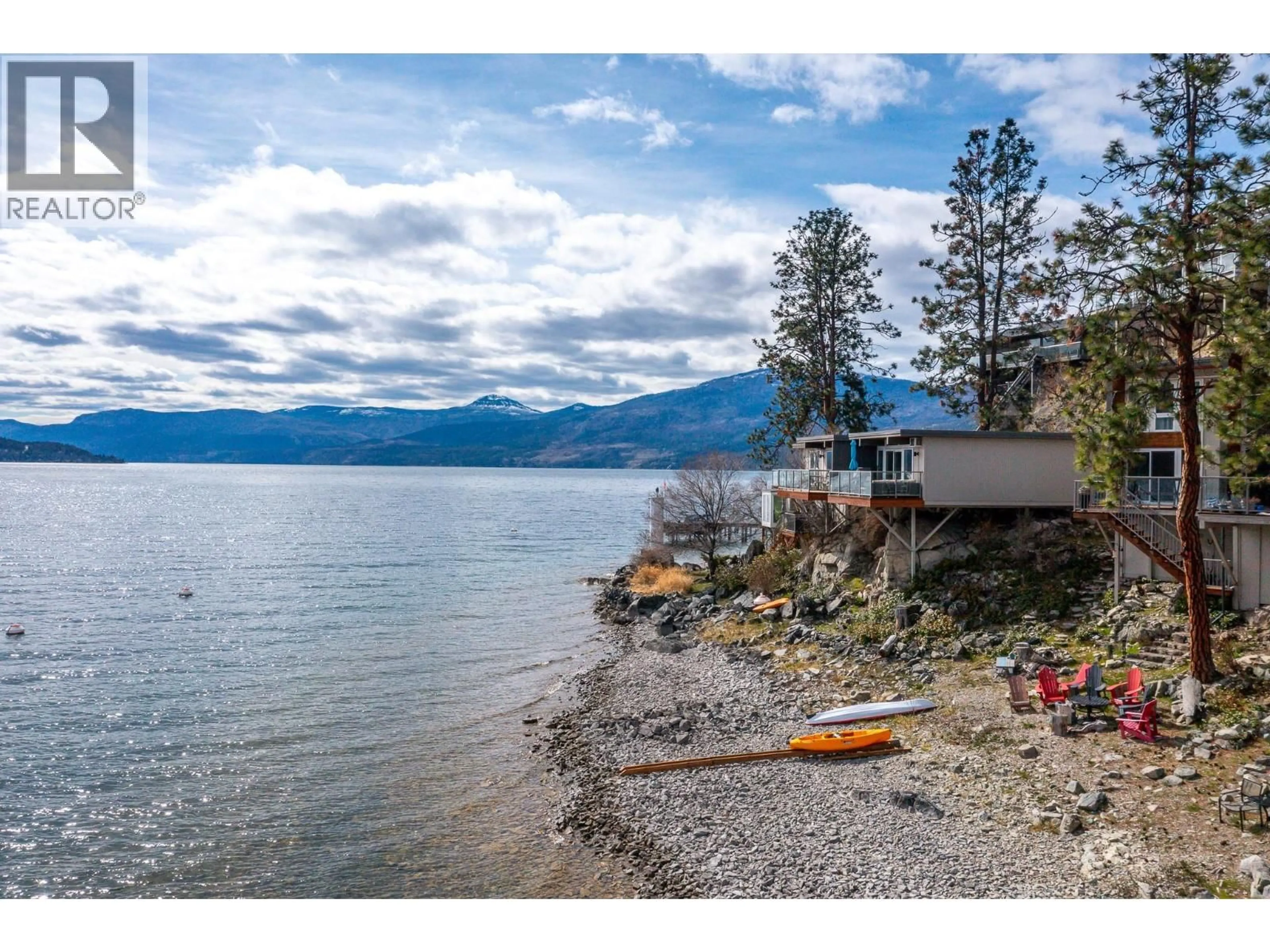 A pic from outside/outdoor area/front of a property/back of a property/a pic from drone, water/lake/river/ocean view for 4 - 8800 ADVENTURE BAY ROAD, Vernon British Columbia V1H1E6