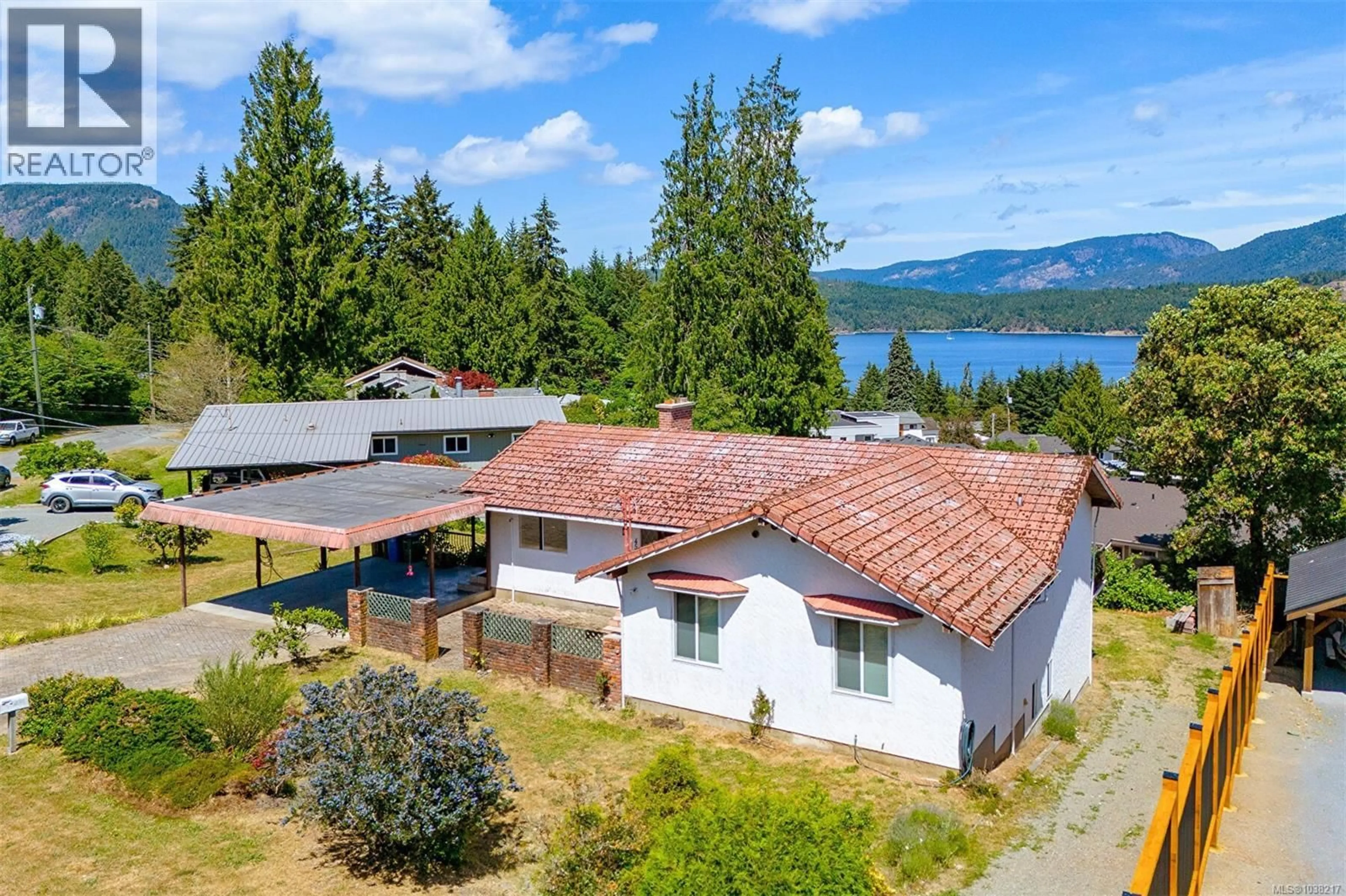 A pic from outside/outdoor area/front of a property/back of a property/a pic from drone, water/lake/river/ocean view for 4525 GREENBRIER ROAD, Cowichan Bay British Columbia V0R1L0