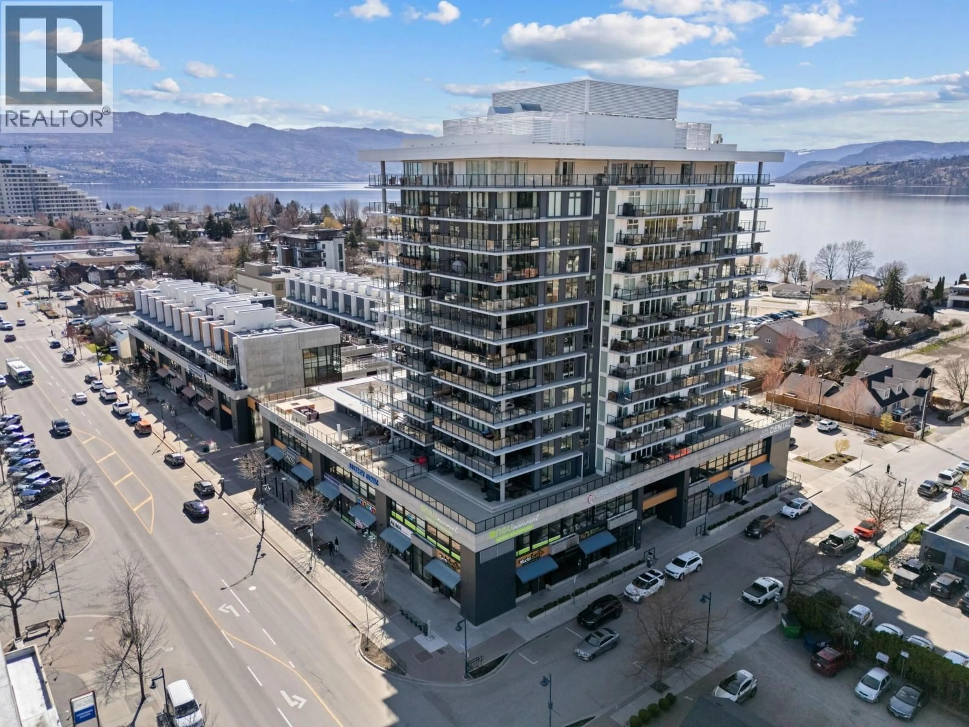 A pic from outside/outdoor area/front of a property/back of a property/a pic from drone, building for 901 - 485 GROVES AVENUE, Kelowna British Columbia V1Y0C1