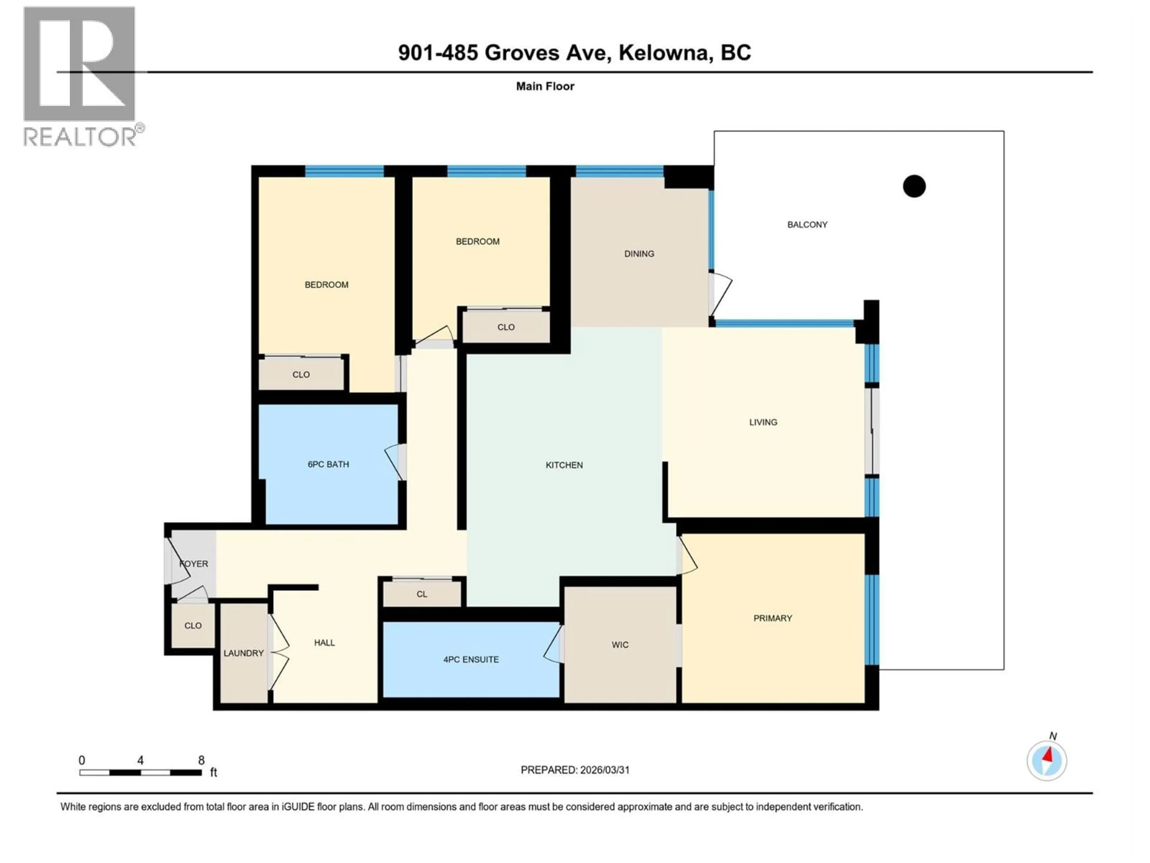Floor plan for 901 - 485 GROVES AVENUE, Kelowna British Columbia V1Y0C1