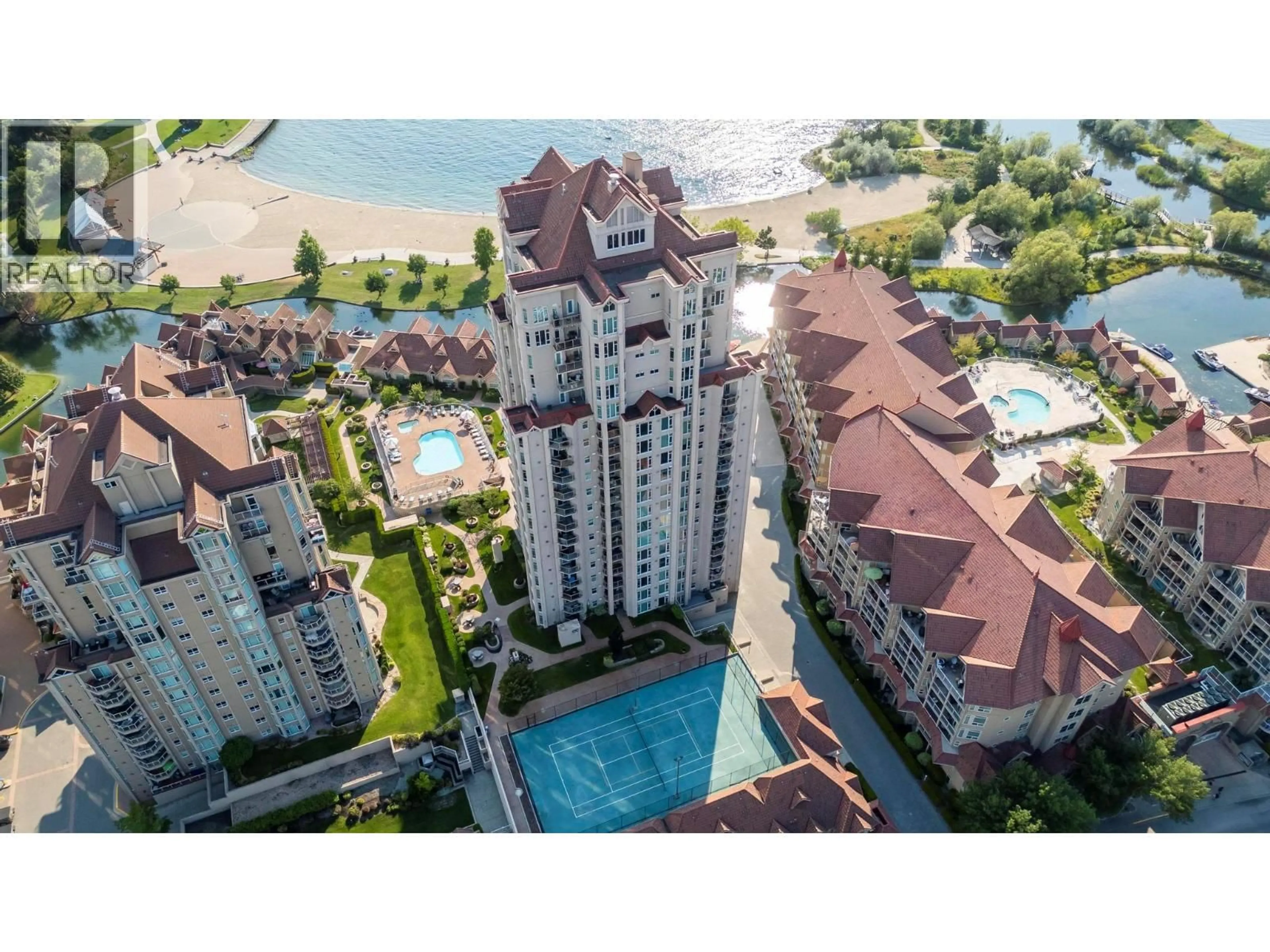 A pic from outside/outdoor area/front of a property/back of a property/a pic from drone, unknown for 904 - 1128 SUNSET DRIVE, Kelowna British Columbia V1Y9W7