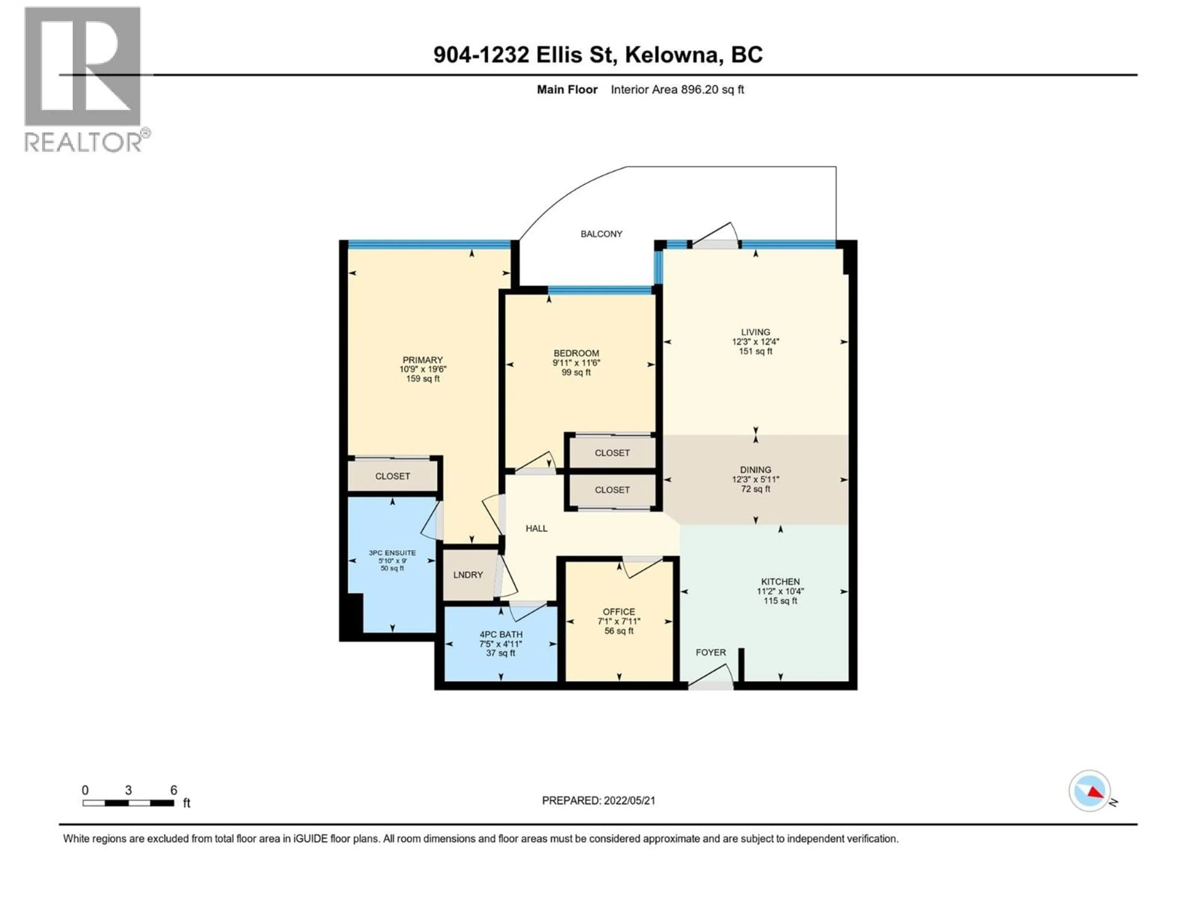 Floor plan for 904 - 1232 ELLIS STREET, Kelowna British Columbia V1Y1Z4