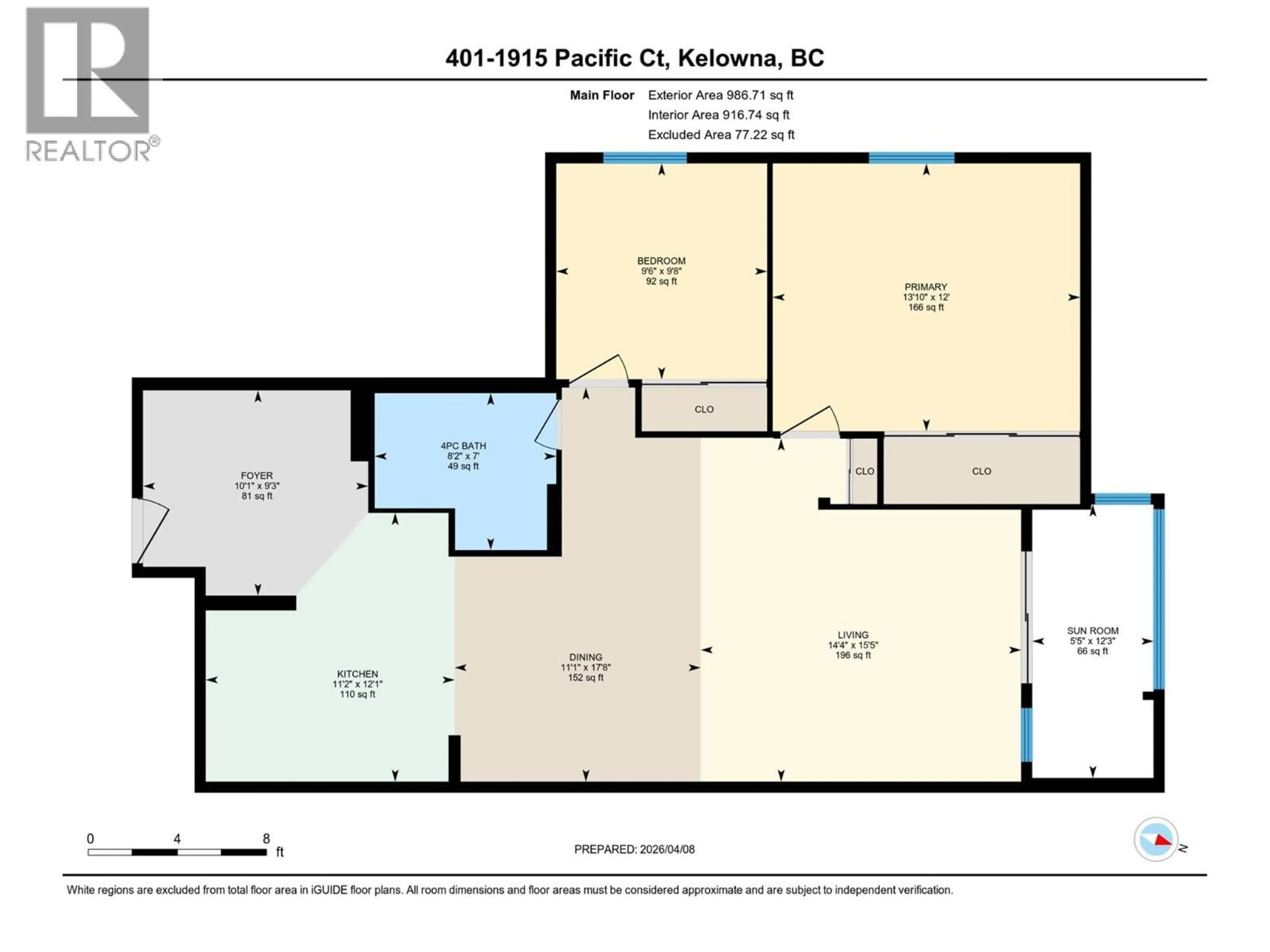 Floor plan for 401 - 1915 PACIFIC COURT, Kelowna British Columbia V1Y8B3