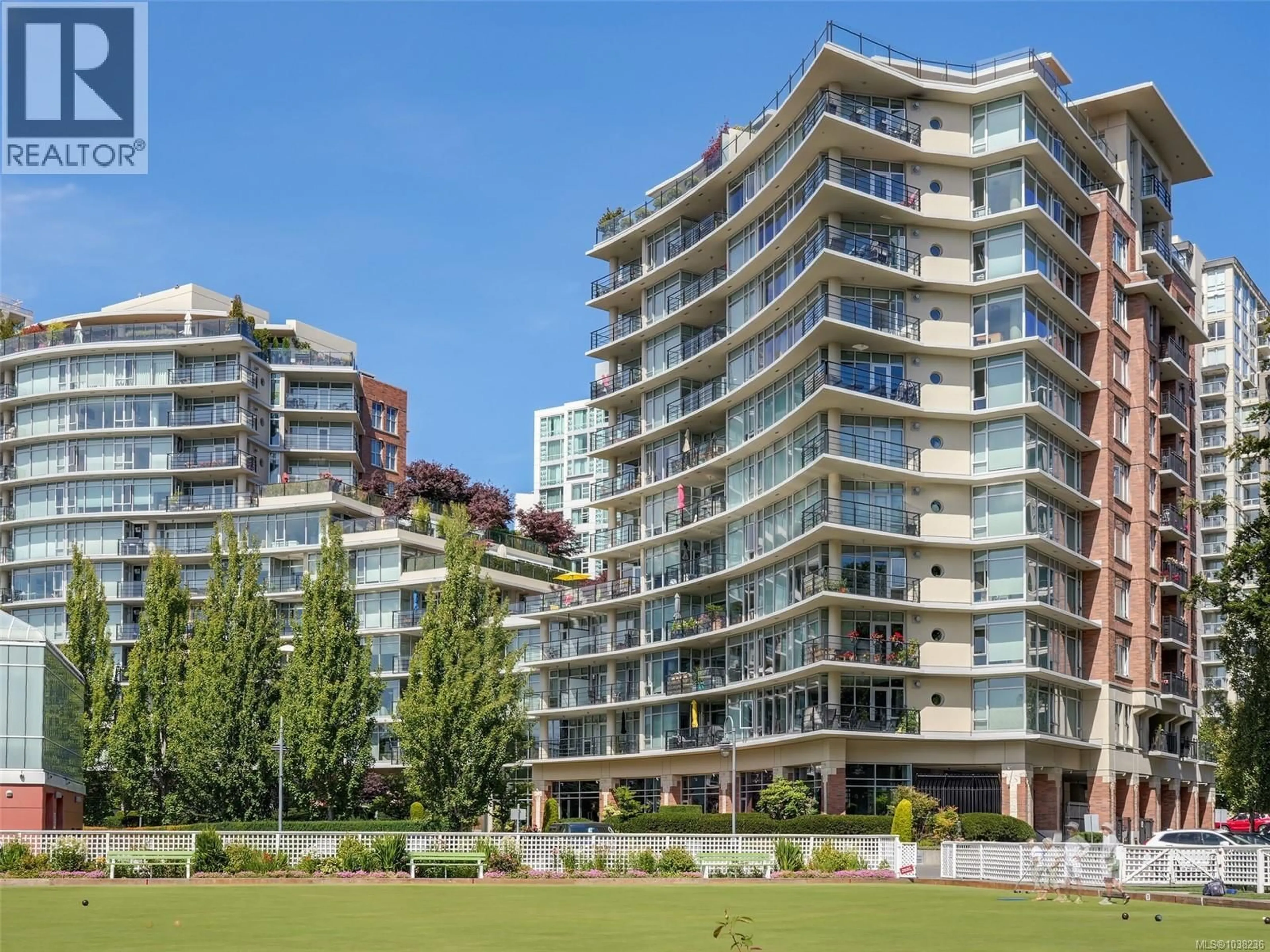 Balcony in the apartment, city buildings view from balcony for N106 - 737 HUMBOLDT STREET, Victoria British Columbia V8W1B1
