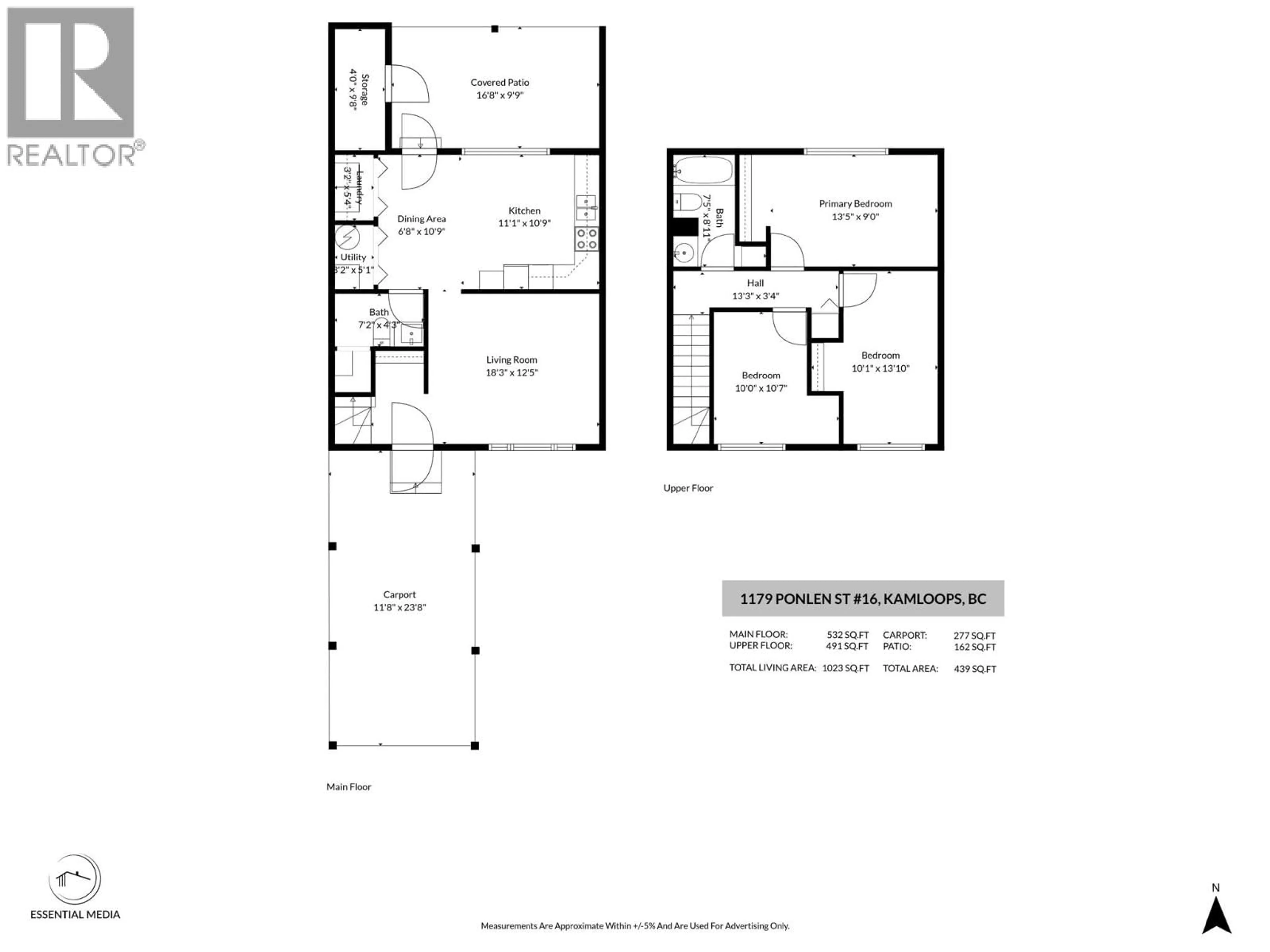 Floor plan for 16 - 1176 PONLEN STREET, Kamloops British Columbia V2B5N3