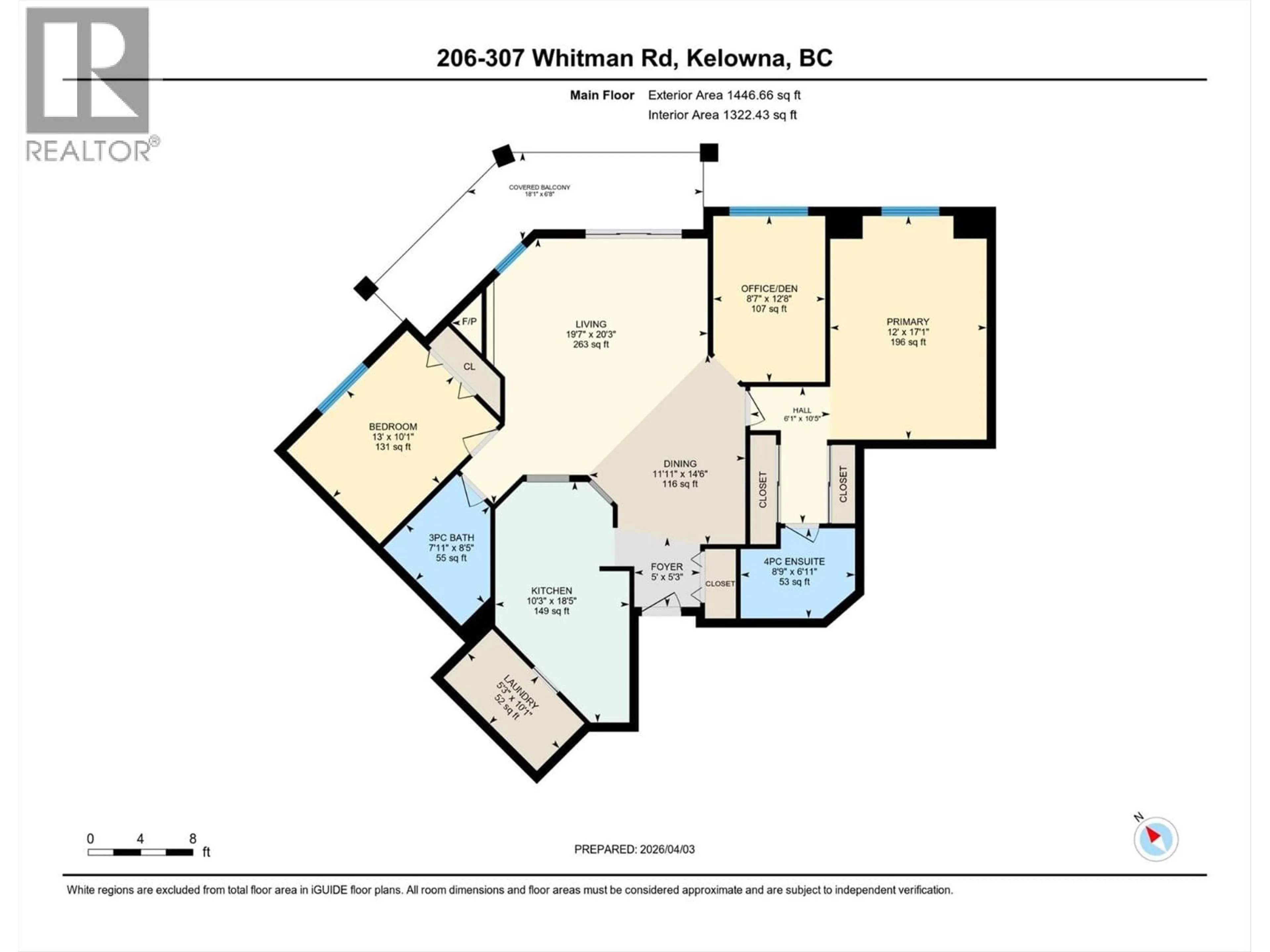 Floor plan for 206 - 307 WHITMAN ROAD, Kelowna British Columbia V1V2P3