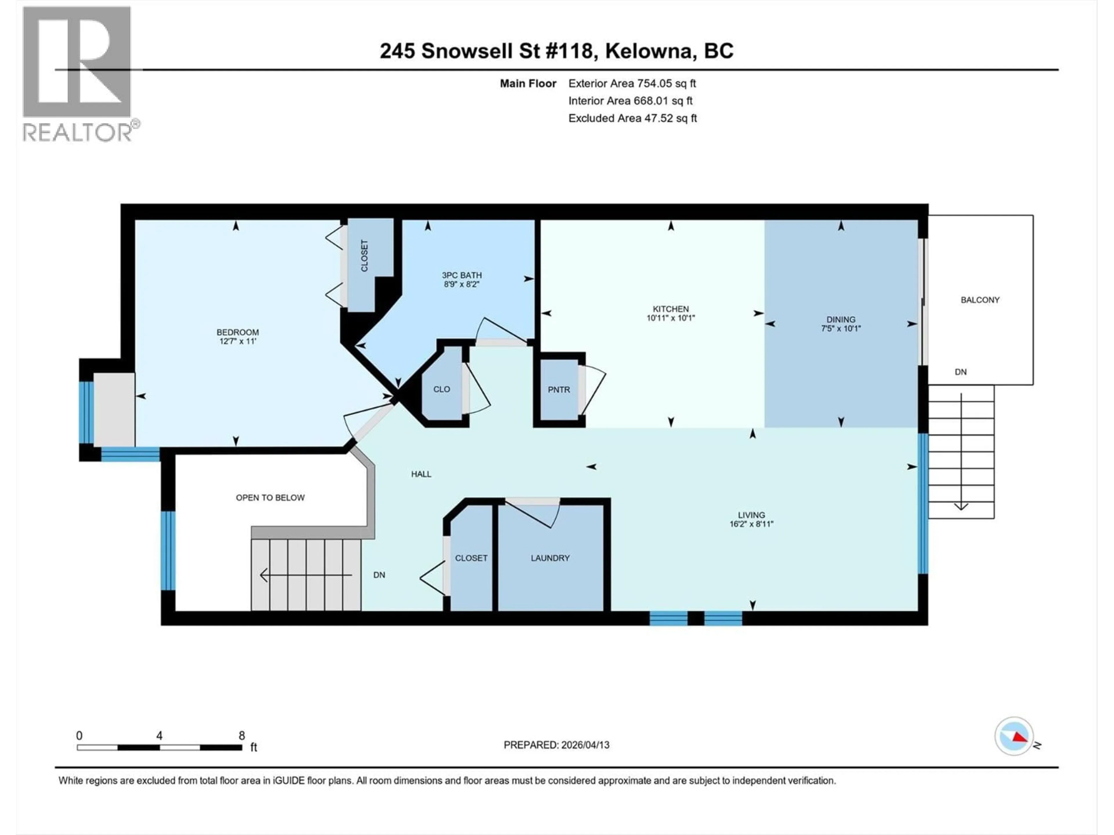 Floor plan for 118 - 245 SNOWSELL STREET, Kelowna British Columbia V1V2T6