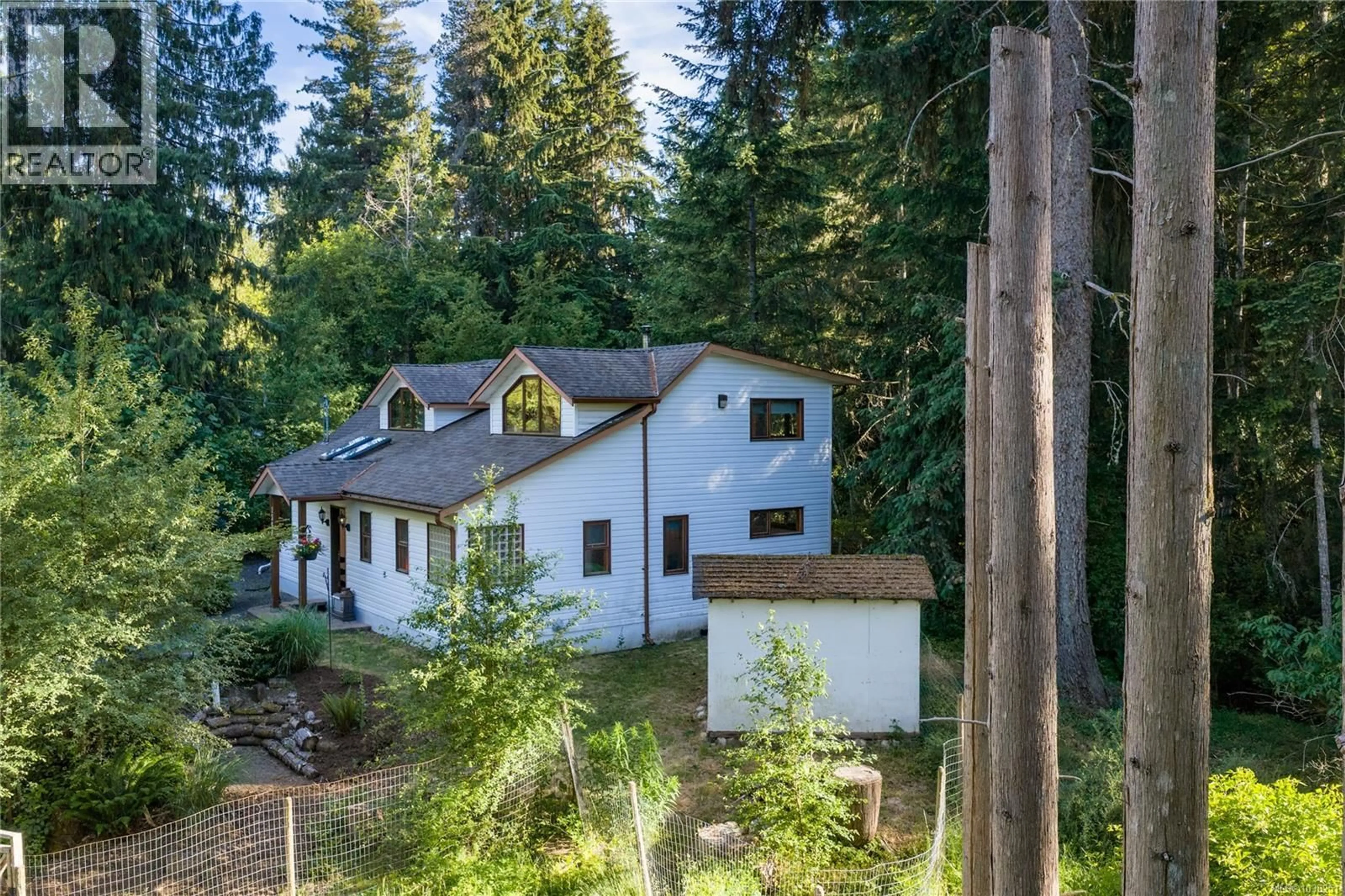 A pic from outside/outdoor area/front of a property/back of a property/a pic from drone, forest/trees view for 1352 ENGLISHMAN RIVER ROAD, Errington British Columbia V0R1V0