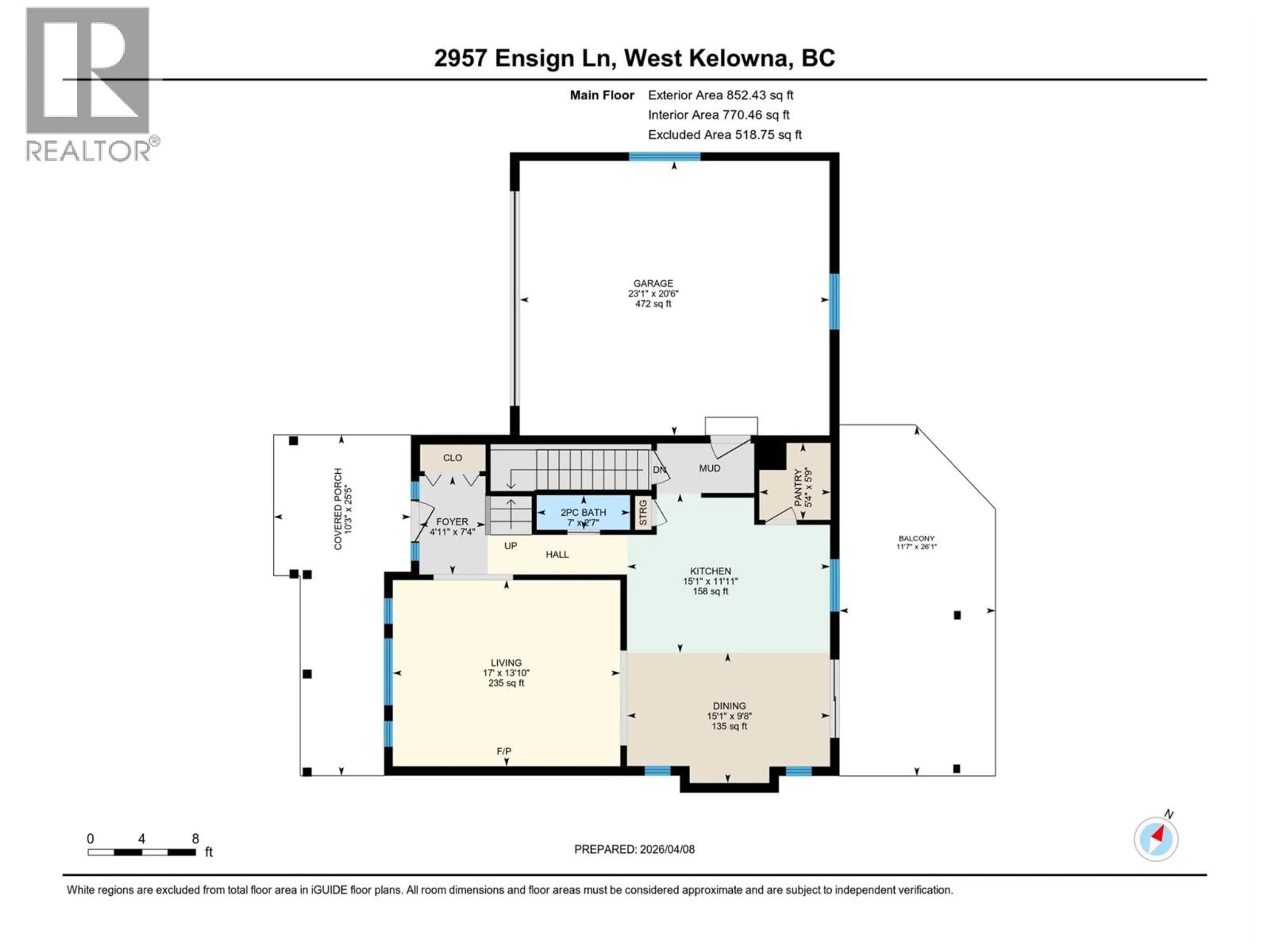 Floor plan for 2957 ENSIGN LANE, West Kelowna British Columbia V4T2Z4