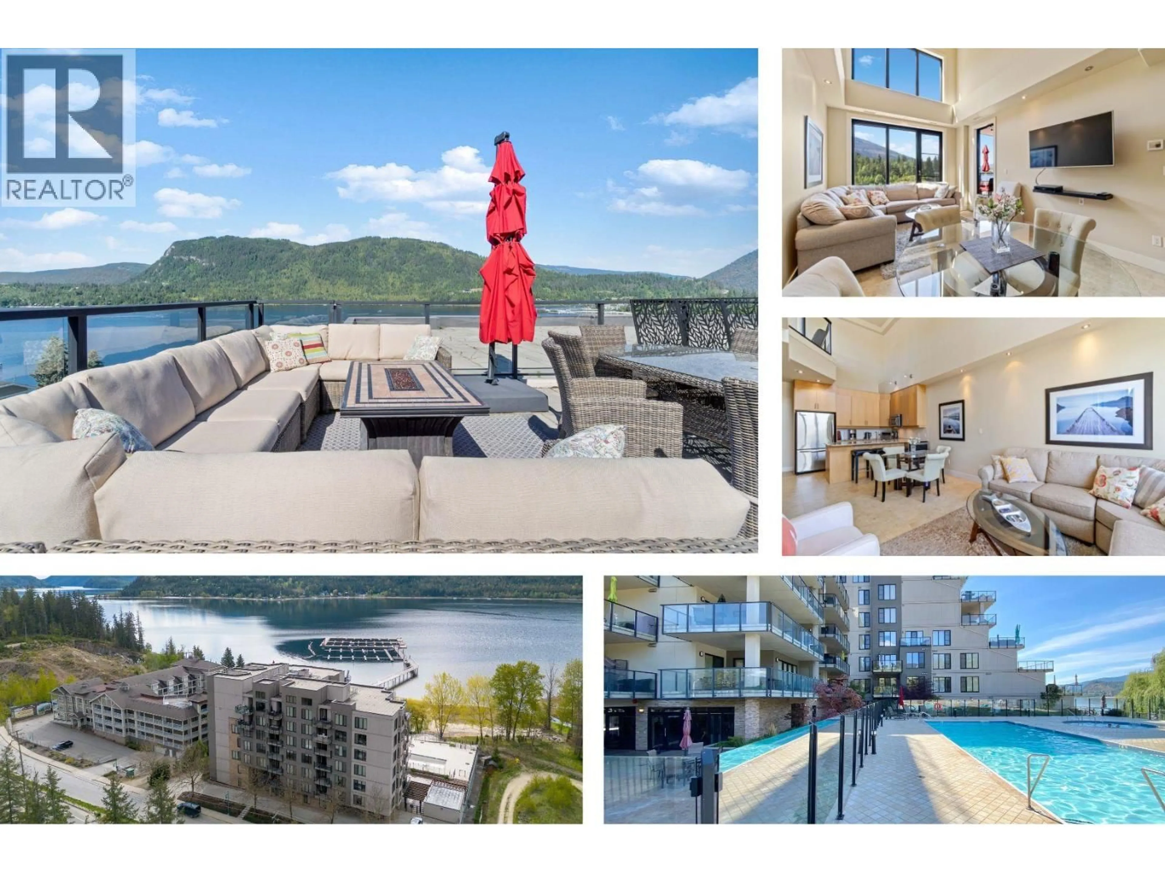 A pic from outside/outdoor area/front of a property/back of a property/a pic from drone, water/lake/river/ocean view for 703 - 326 MARA LAKE LANE, Sicamous British Columbia V0E2V1