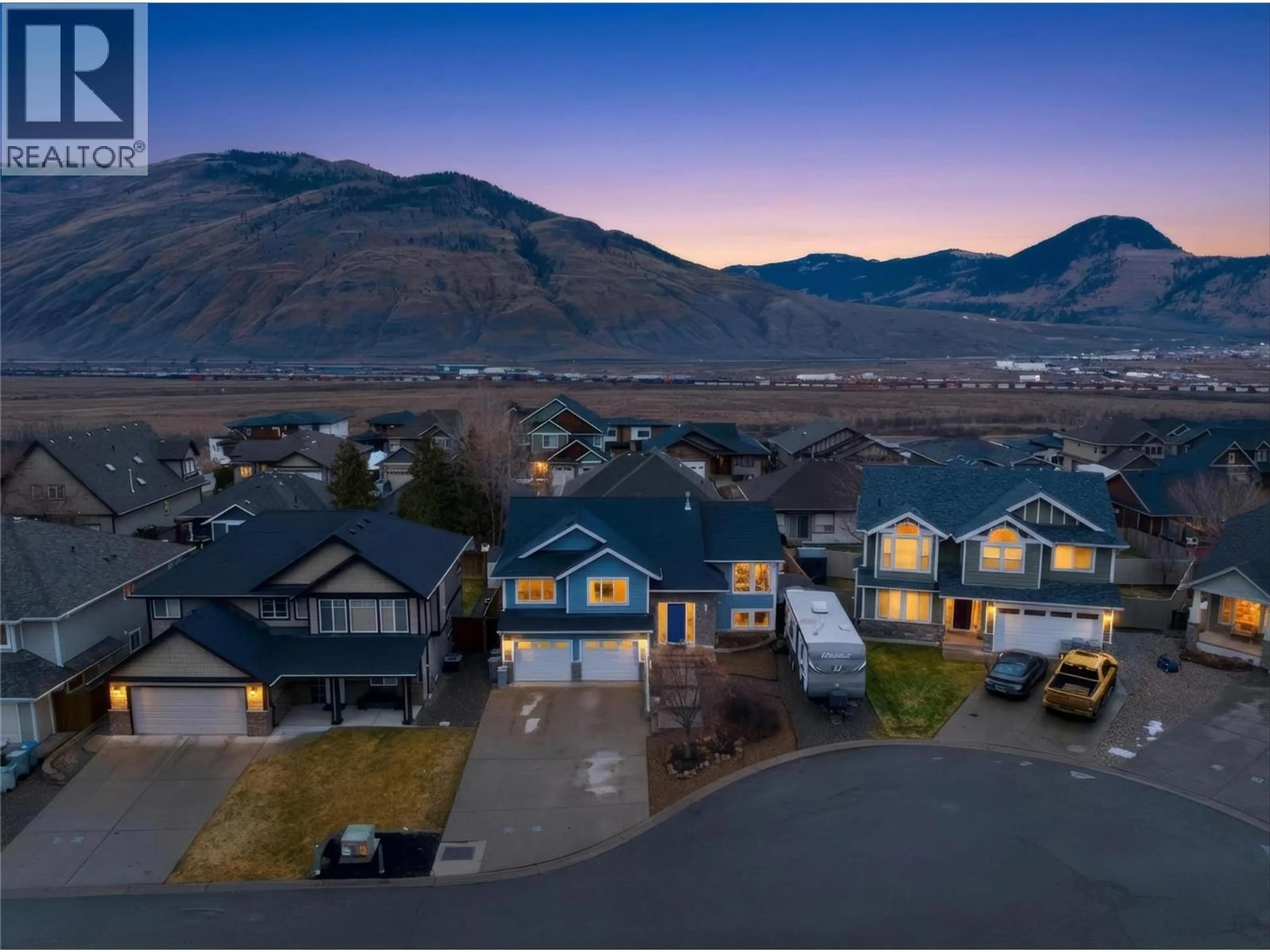 A pic from outside/outdoor area/front of a property/back of a property/a pic from drone, mountain view for 2150 CANTLE PLACE, Kamloops British Columbia V2B0A7