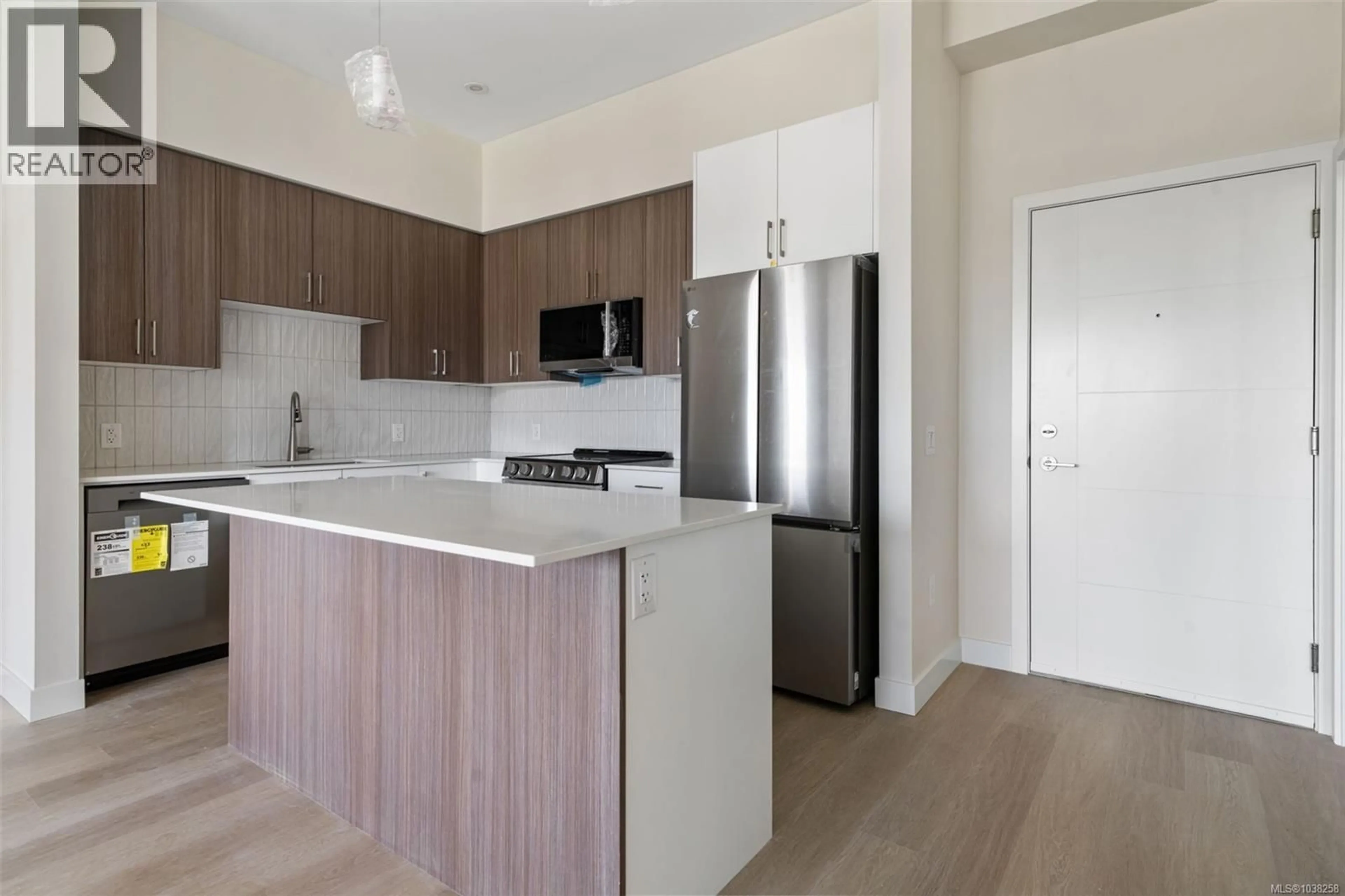 Standard kitchen, wood/laminate floor for 208 - 777 STATION AVENUE, Langford British Columbia V9B2S1