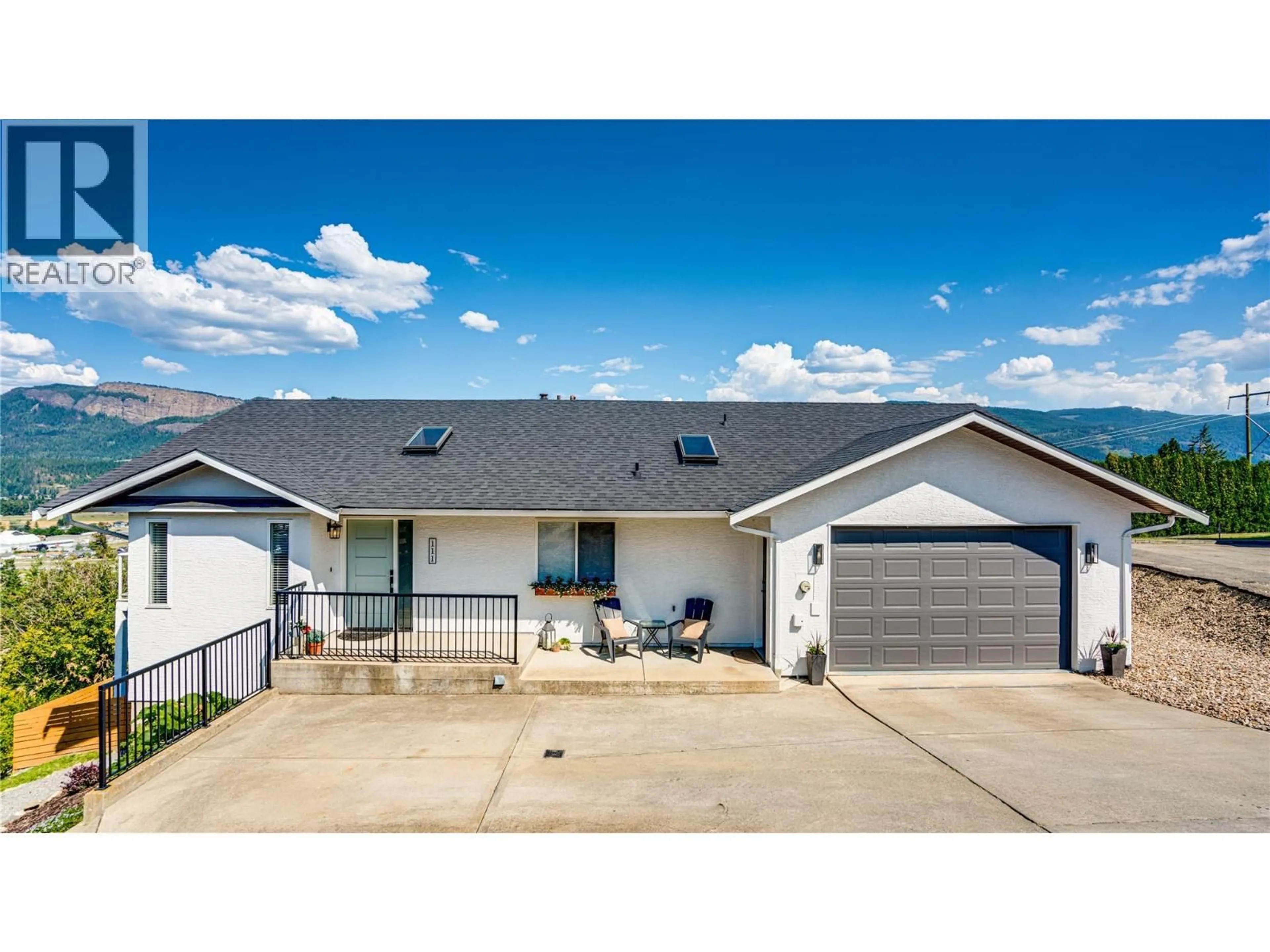 Home with vinyl exterior material, street for 111 REVEL CRESCENT, Enderby British Columbia V4Y4B8