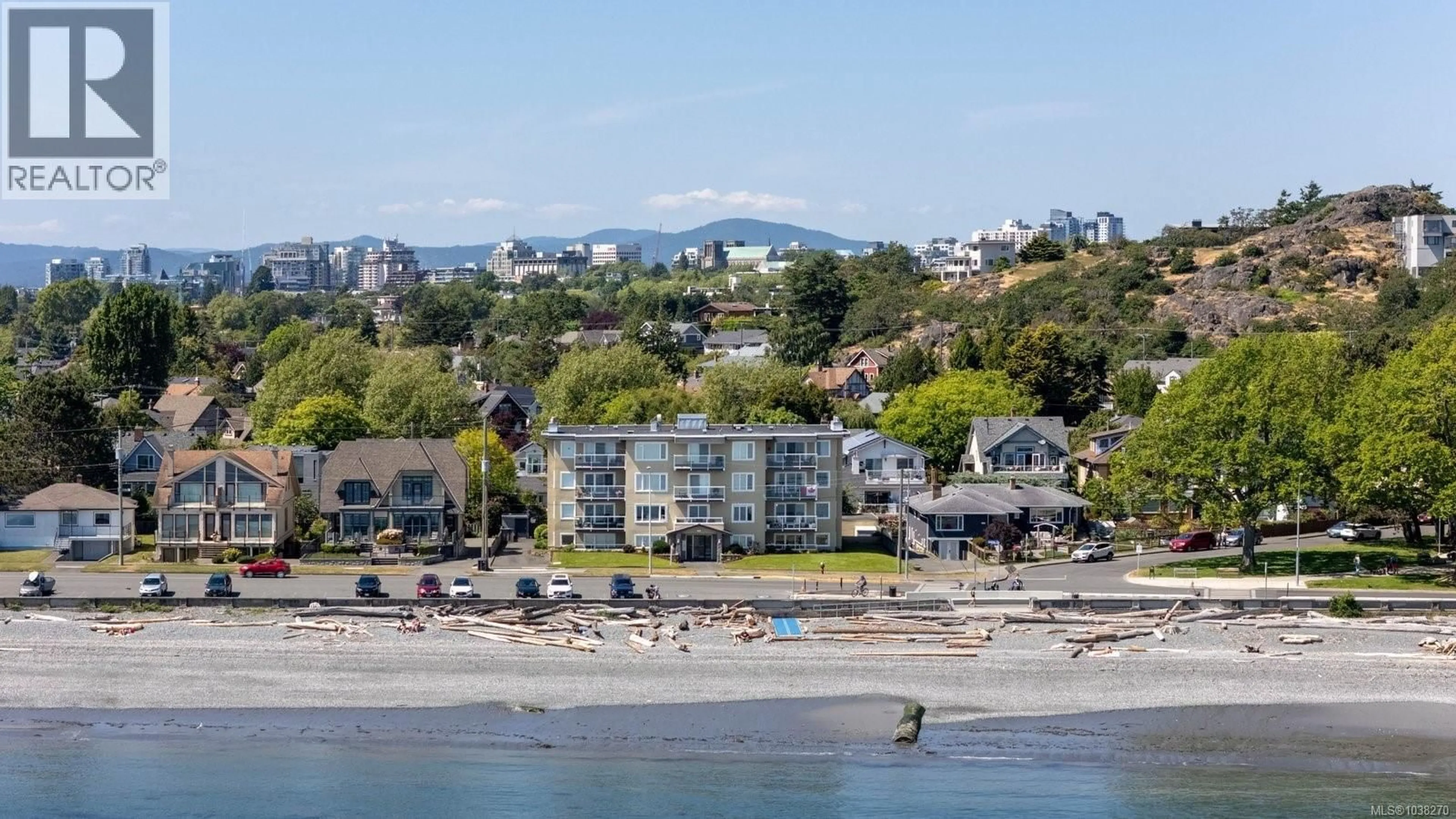 A pic from outside/outdoor area/front of a property/back of a property/a pic from drone, water/lake/river/ocean view for 202 - 1540 DALLAS ROAD, Victoria British Columbia V8S1A3
