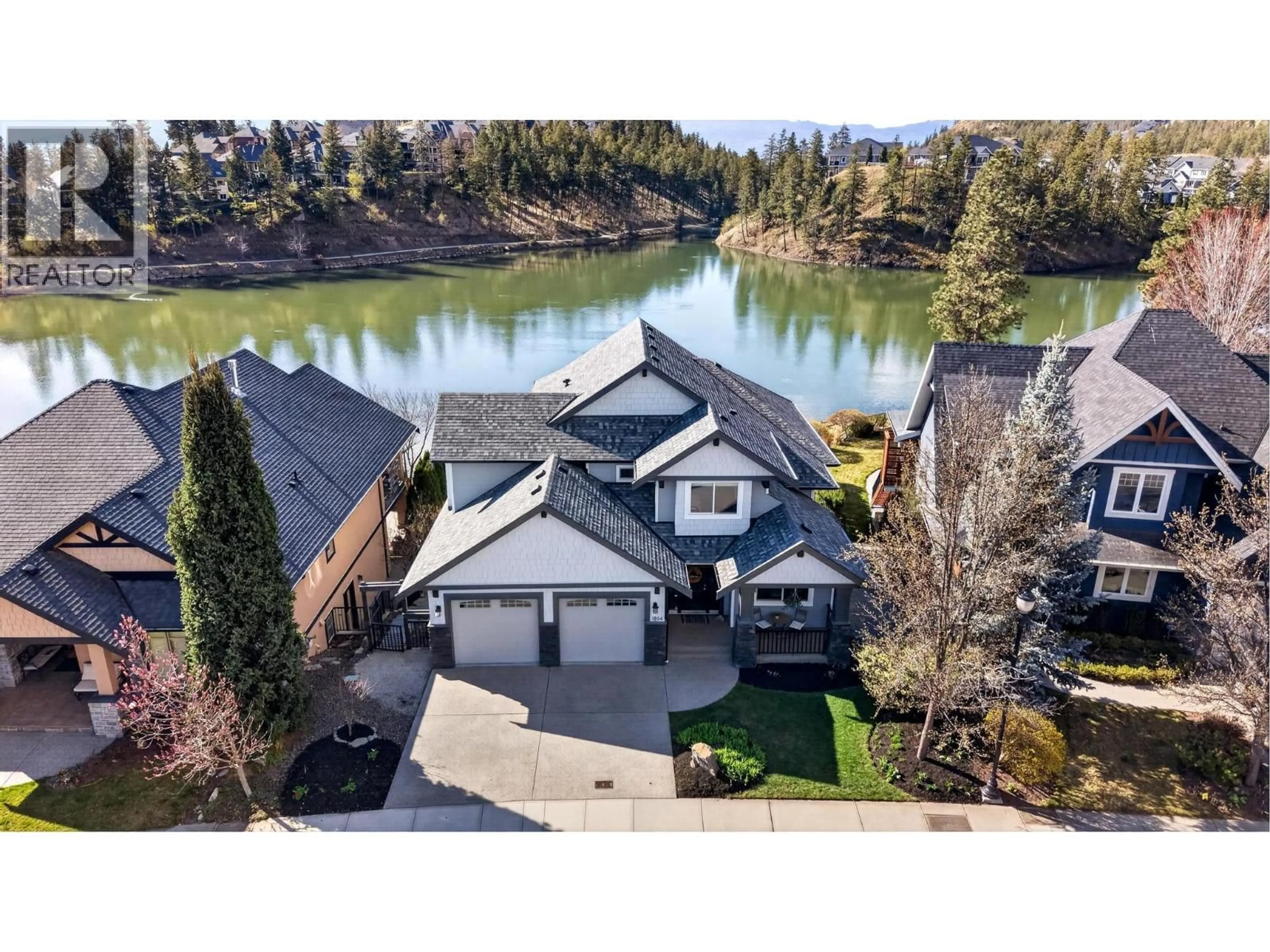 A pic from outside/outdoor area/front of a property/back of a property/a pic from drone, water/lake/river/ocean view for 1894 HIDDEN LAKE PLACE, Kelowna British Columbia V1V2W8