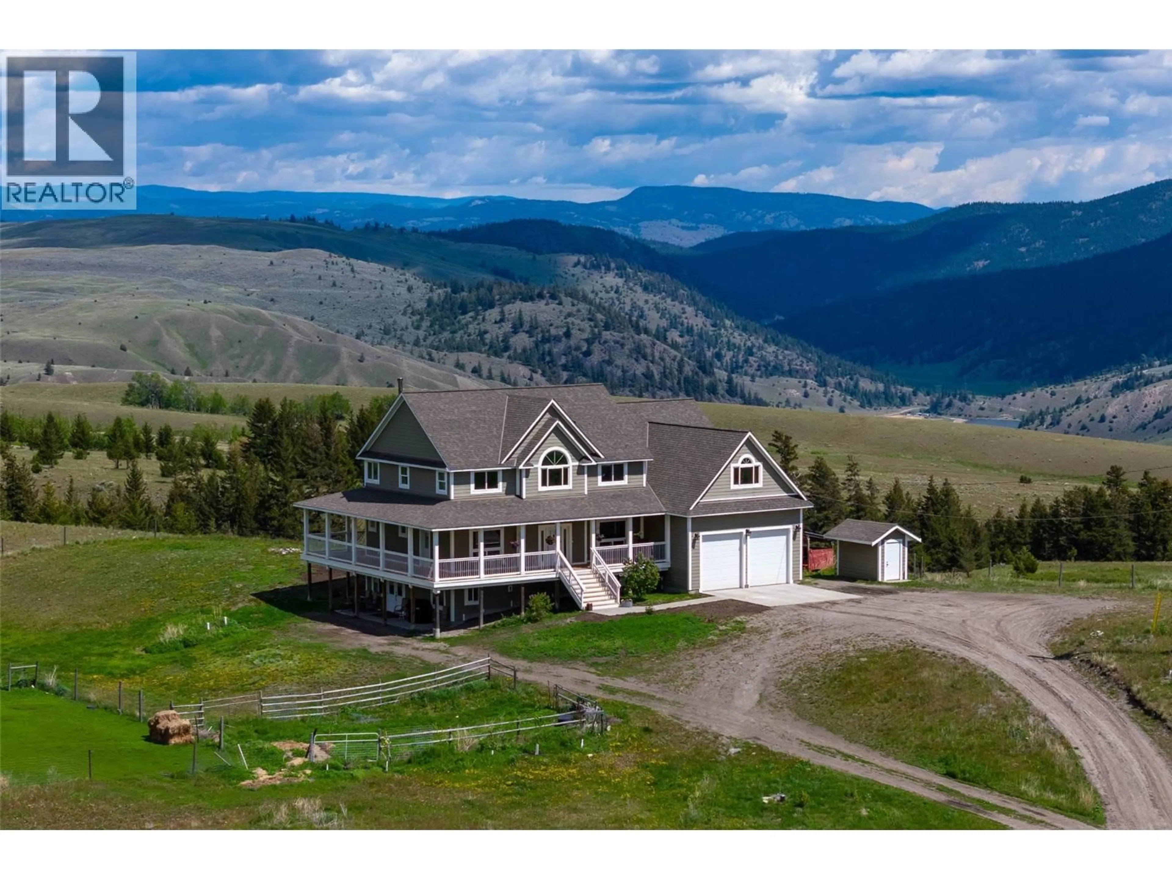 A pic from outside/outdoor area/front of a property/back of a property/a pic from drone, mountain view for 4860 JACKSON ROAD, Kamloops British Columbia V2H1T7