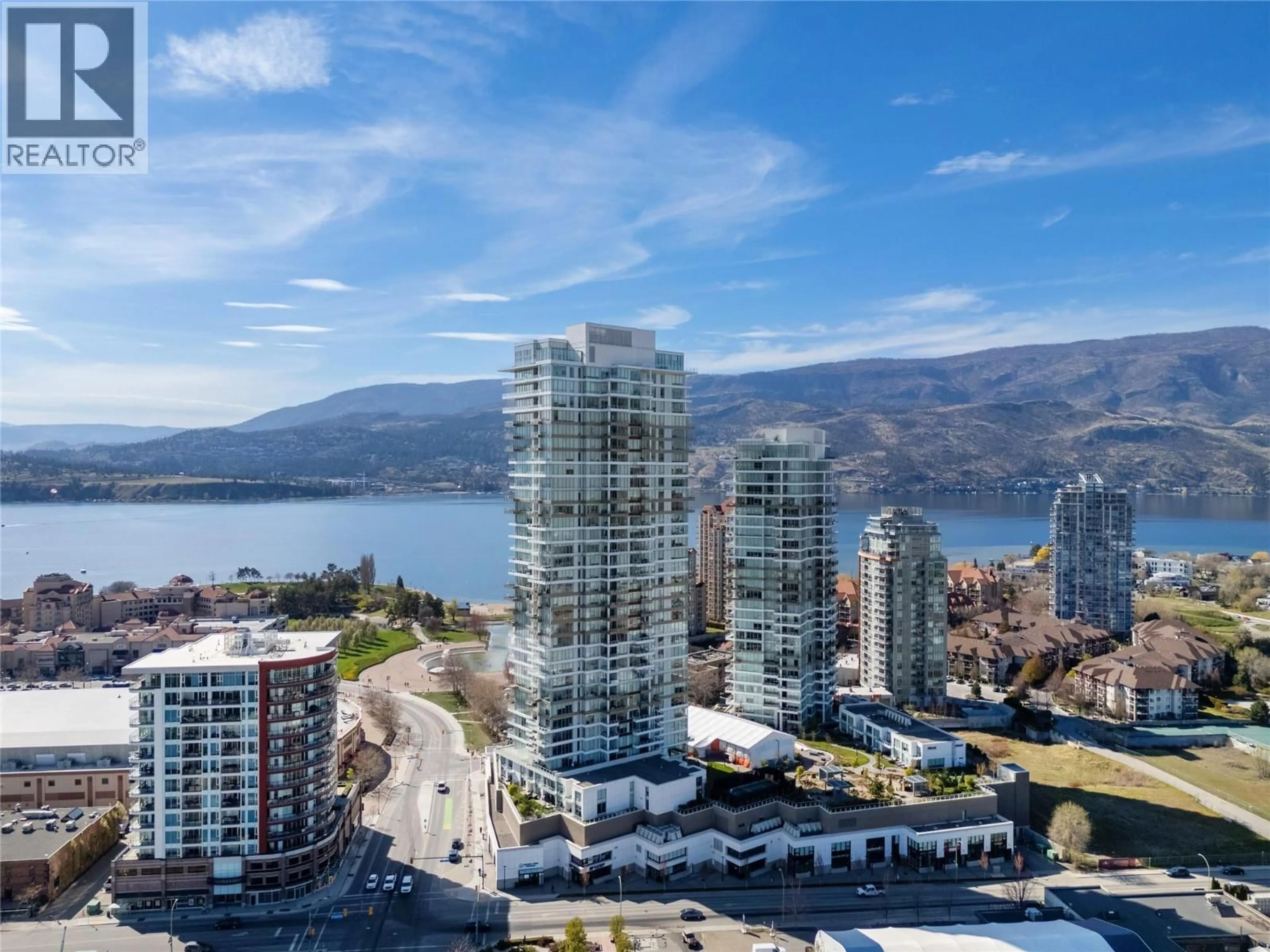 A pic from outside/outdoor area/front of a property/back of a property/a pic from drone, city buildings view from balcony for 1907 - 1181 SUNSET DRIVE, Kelowna British Columbia V1Y0L4