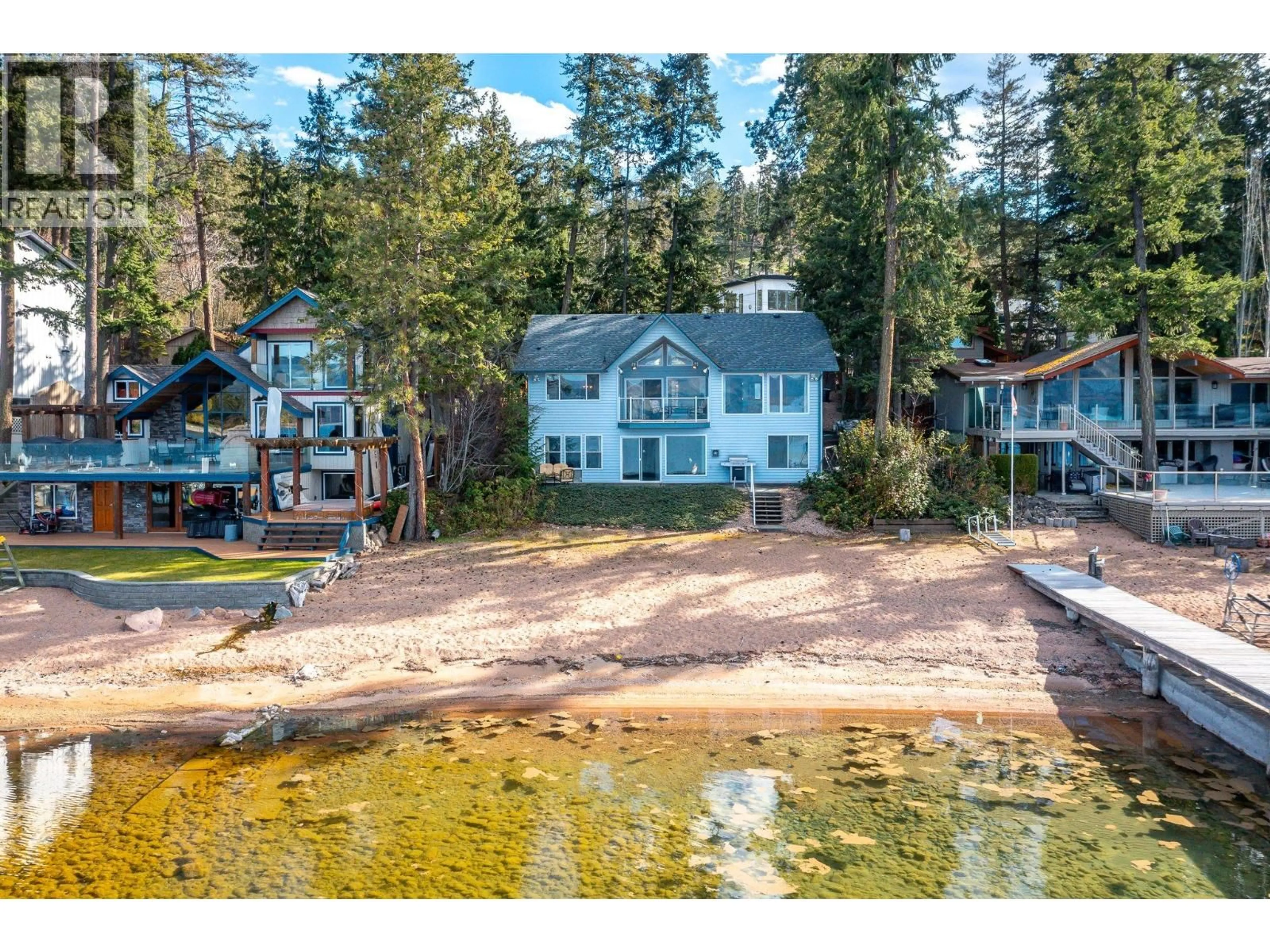 A pic from outside/outdoor area/front of a property/back of a property/a pic from drone, water/lake/river/ocean view for 9707 DELCLIFFE ROAD, Vernon British Columbia V1H1K9