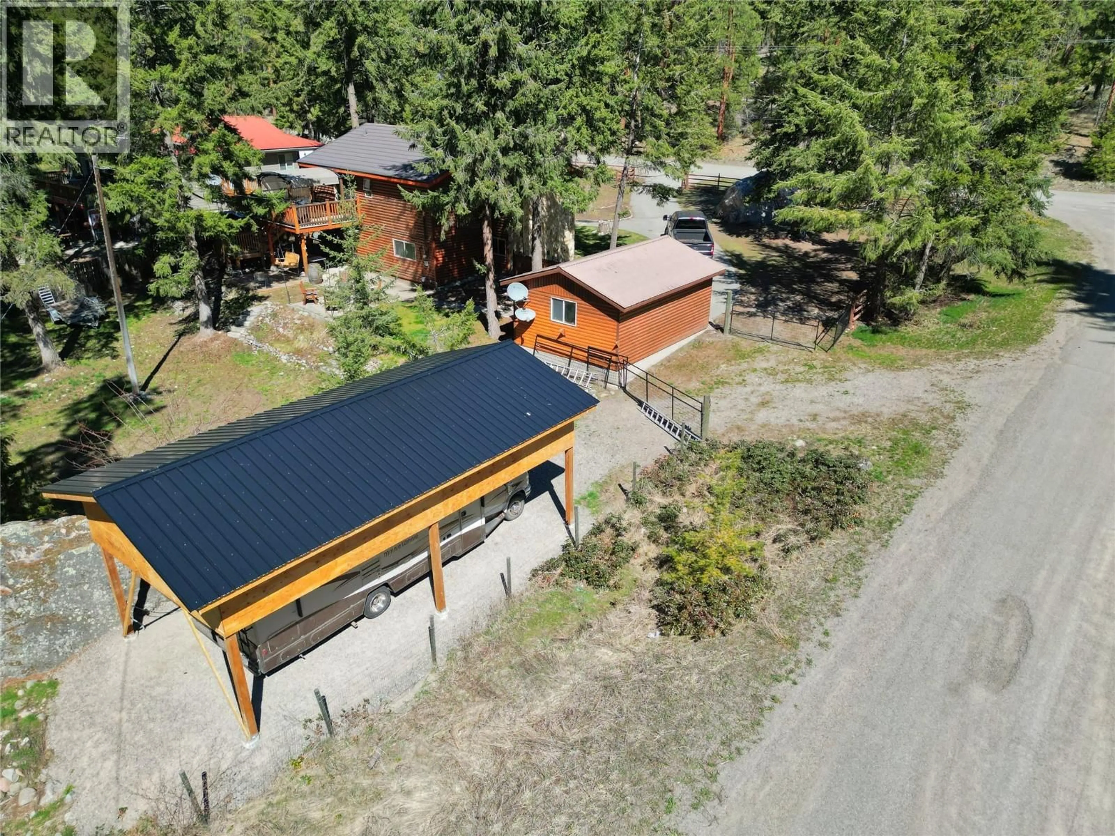A pic from outside/outdoor area/front of a property/back of a property/a pic from drone, street for 2255 OLD HEDLEY ROAD, Princeton British Columbia V0X1W0