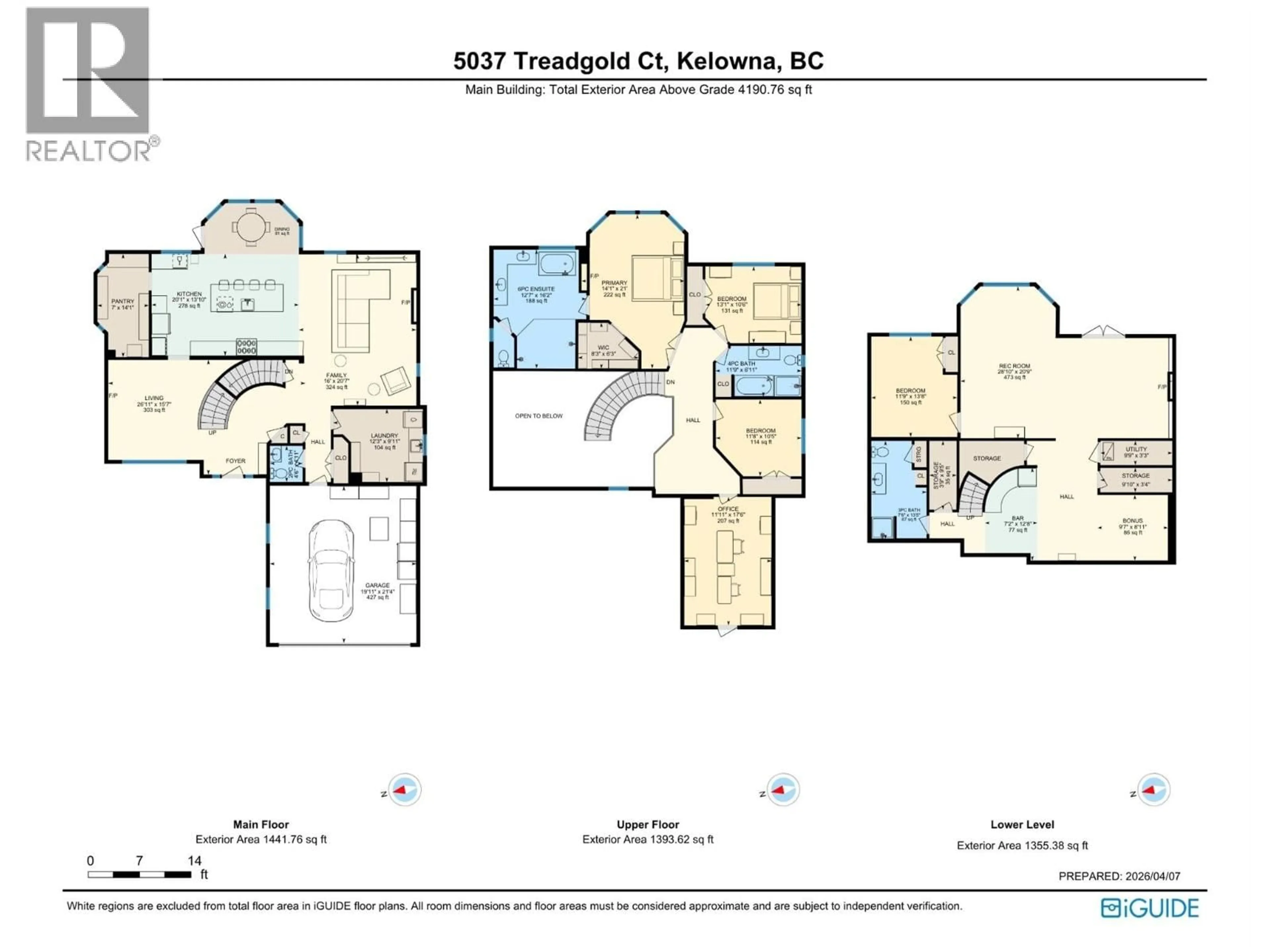 Floor plan for 5037 TREADGOLD COURT, Kelowna British Columbia V1W5B4