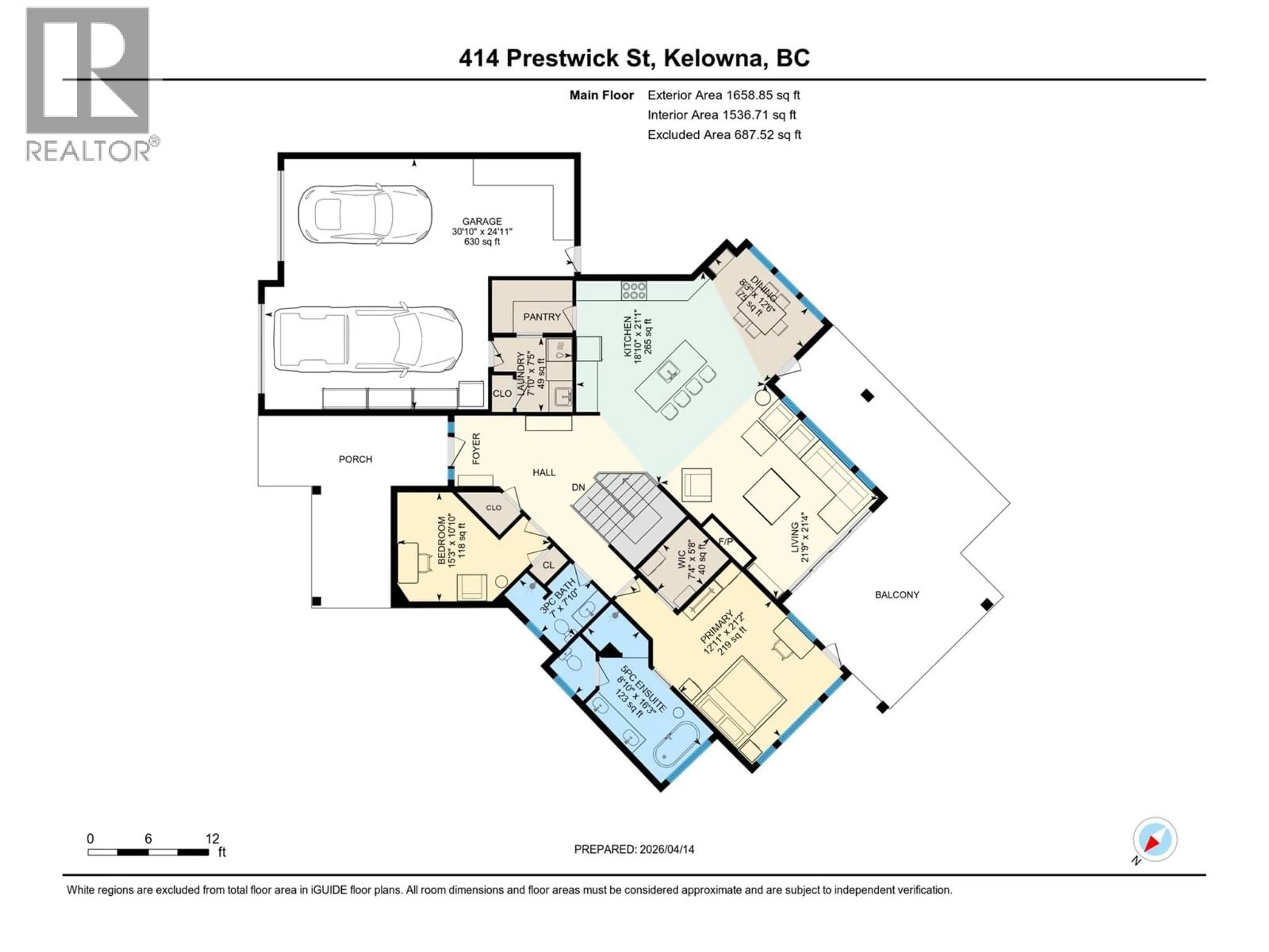 Floor plan for 414 PRESTWICK STREET, Kelowna British Columbia V1P1T1