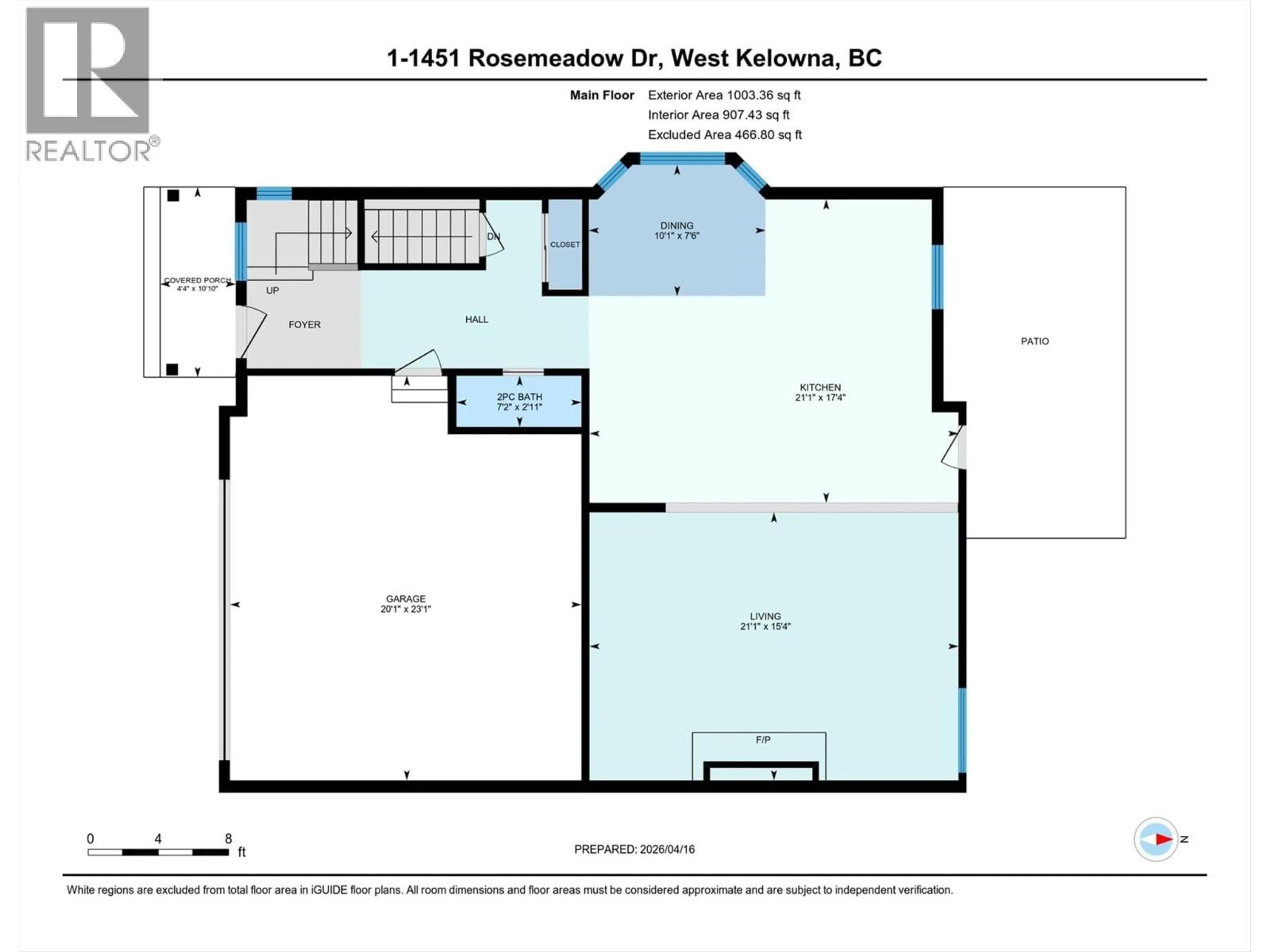 Floor plan for 1 - 1451 ROSEMEADOW DRIVE, West Kelowna British Columbia V1Z4A4
