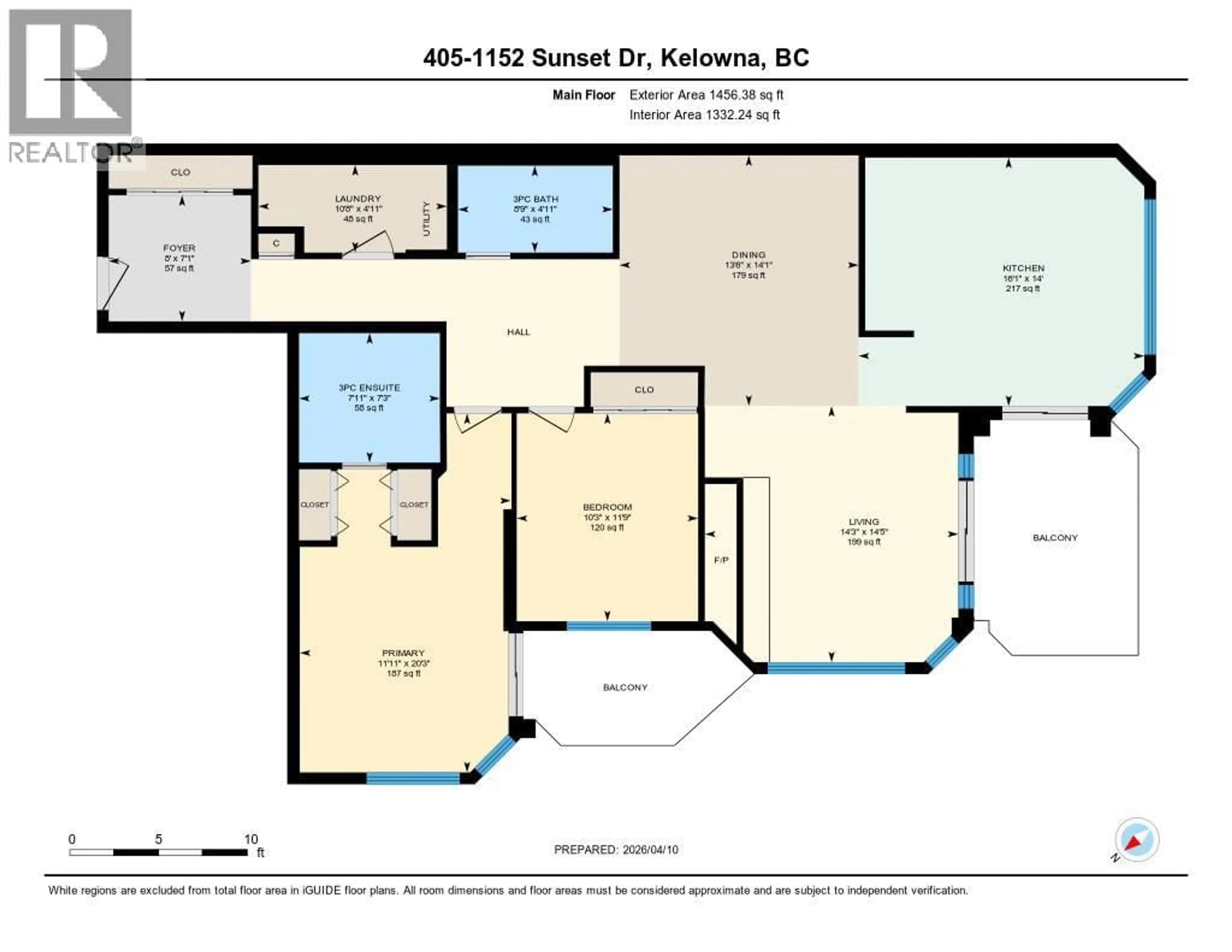 Floor plan for 405 - 1152 SUNSET DRIVE, Kelowna British Columbia V1Y9R7