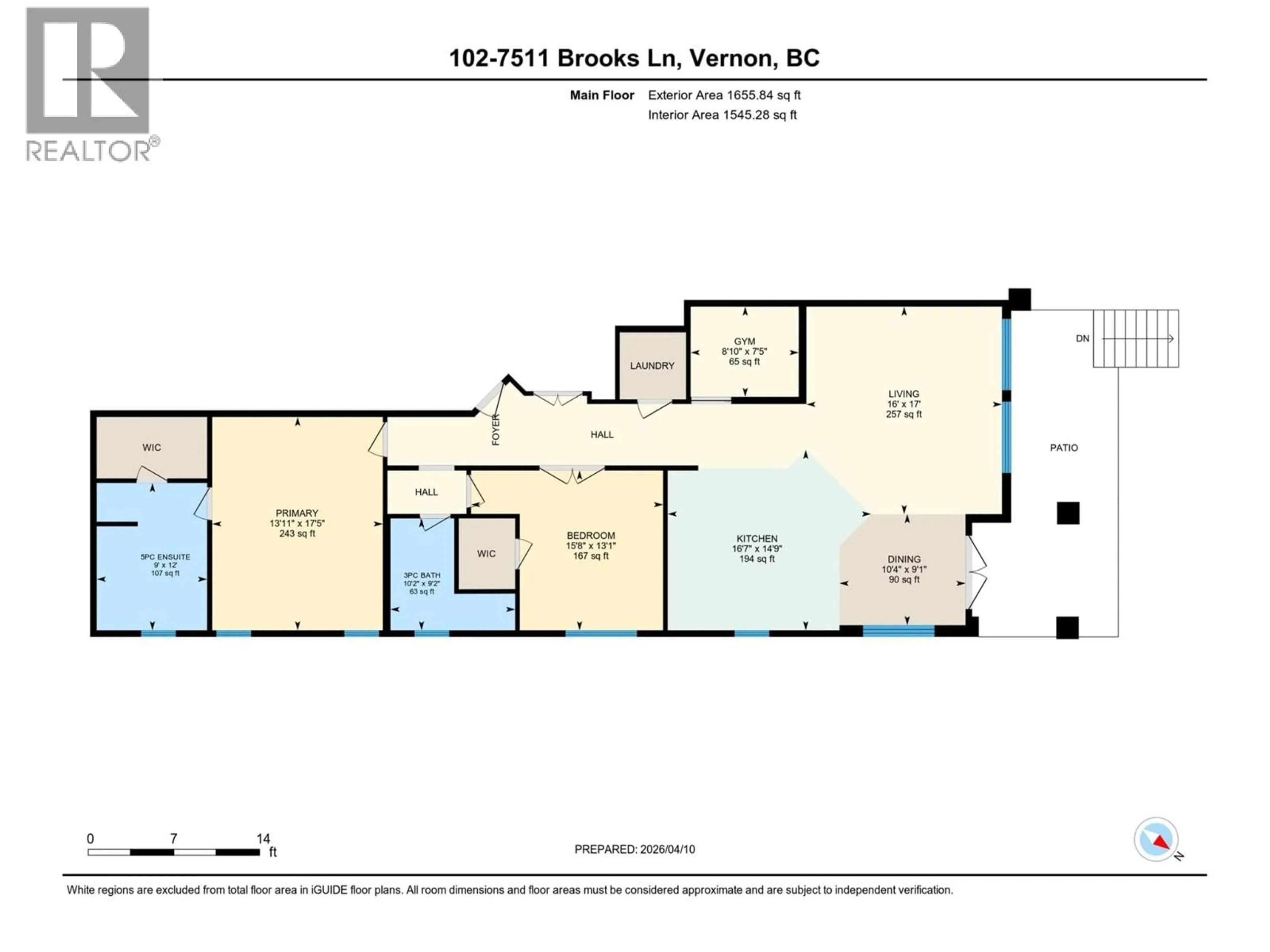 Floor plan for 102 - 7511 BROOKS LANE, Vernon British Columbia V1H2H9