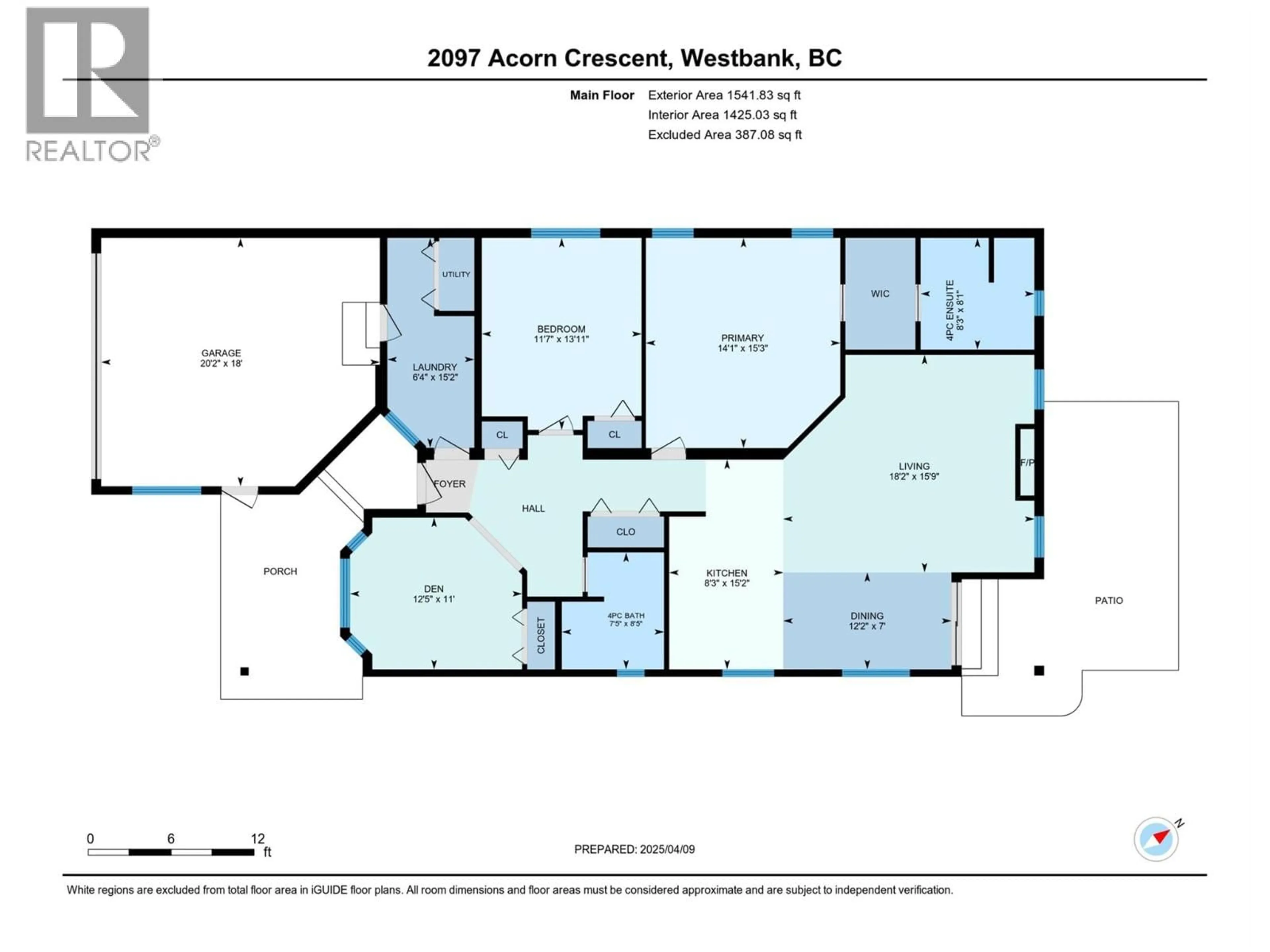 Floor plan for 2097 ACORN CRESCENT, Westbank British Columbia V4T3A5