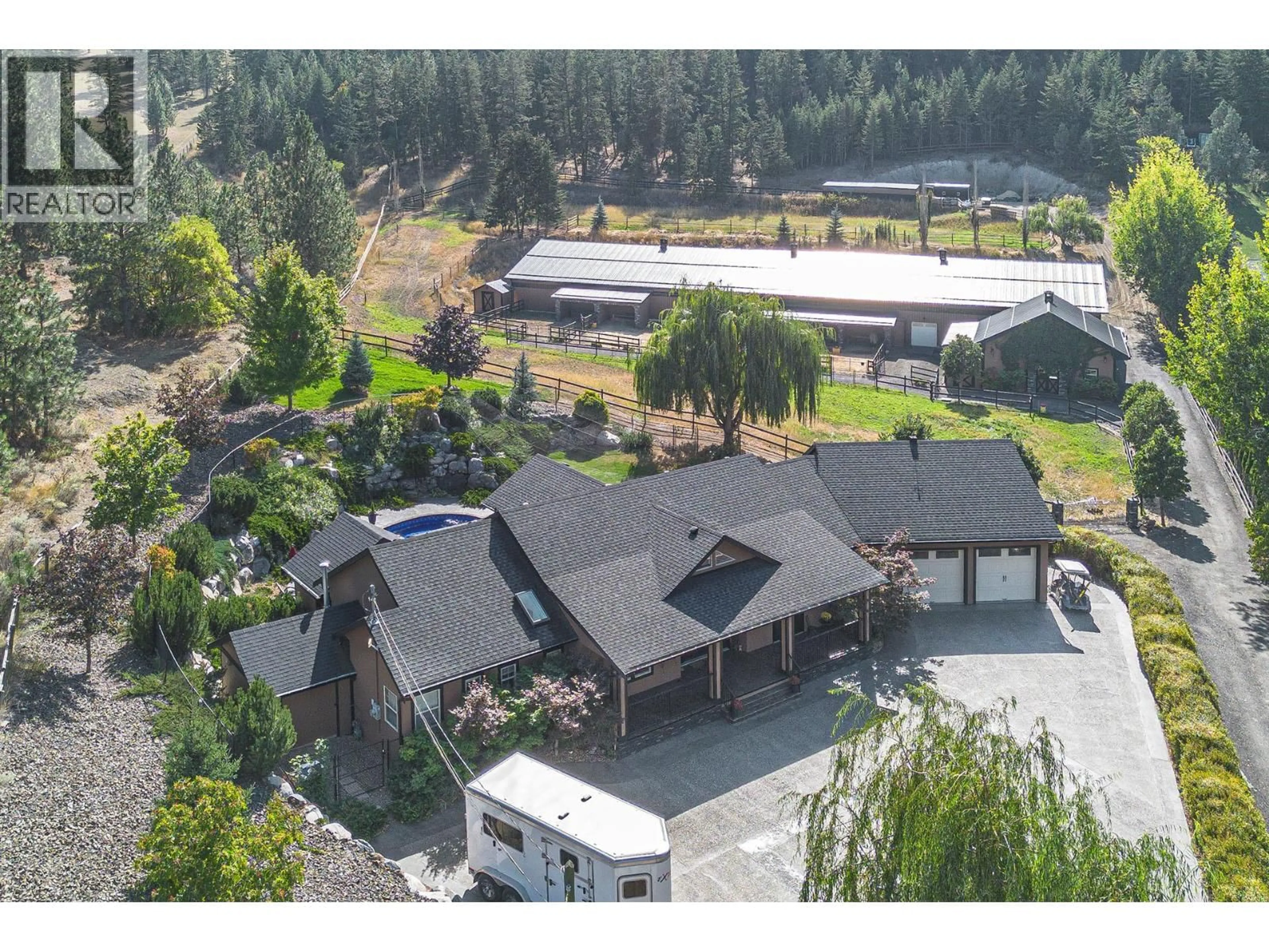 A pic from outside/outdoor area/front of a property/back of a property/a pic from drone, mountain view for 5833 TODD ROAD, Kamloops British Columbia V2C6P2