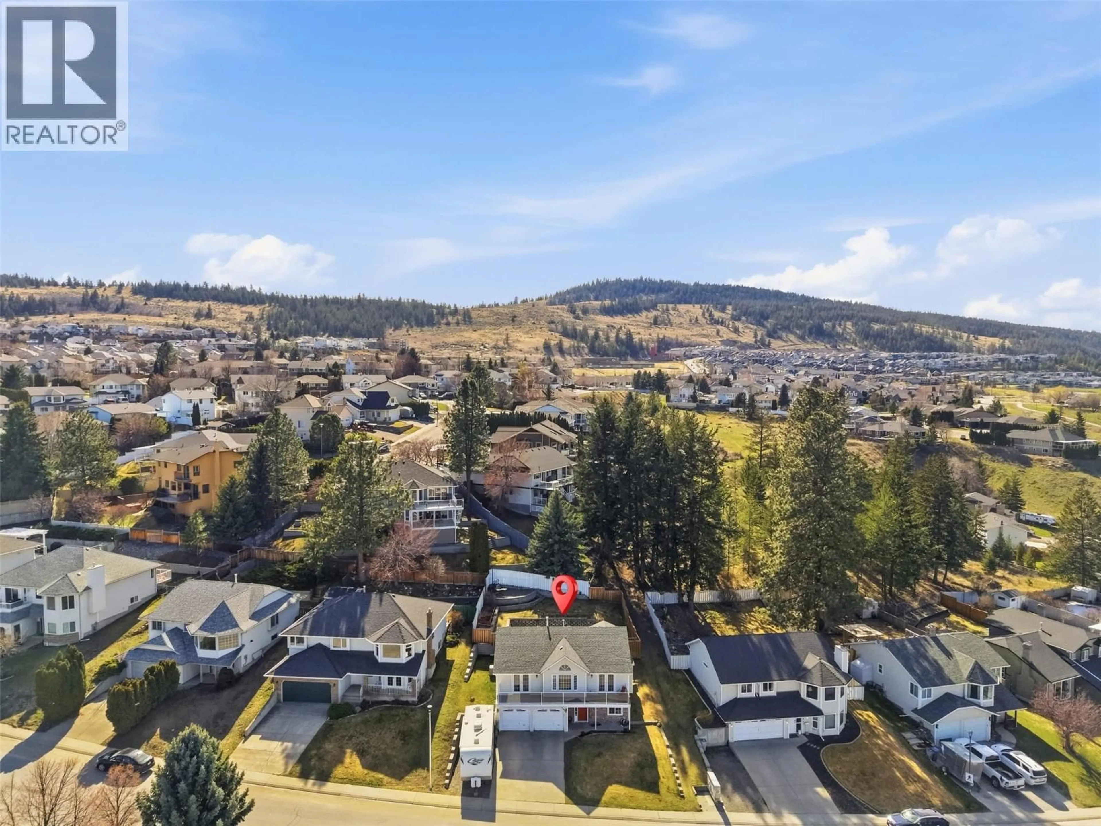 A pic from outside/outdoor area/front of a property/back of a property/a pic from drone, mountain view for 2164 GARYMEDE DRIVE, Kamloops British Columbia V1S1N9