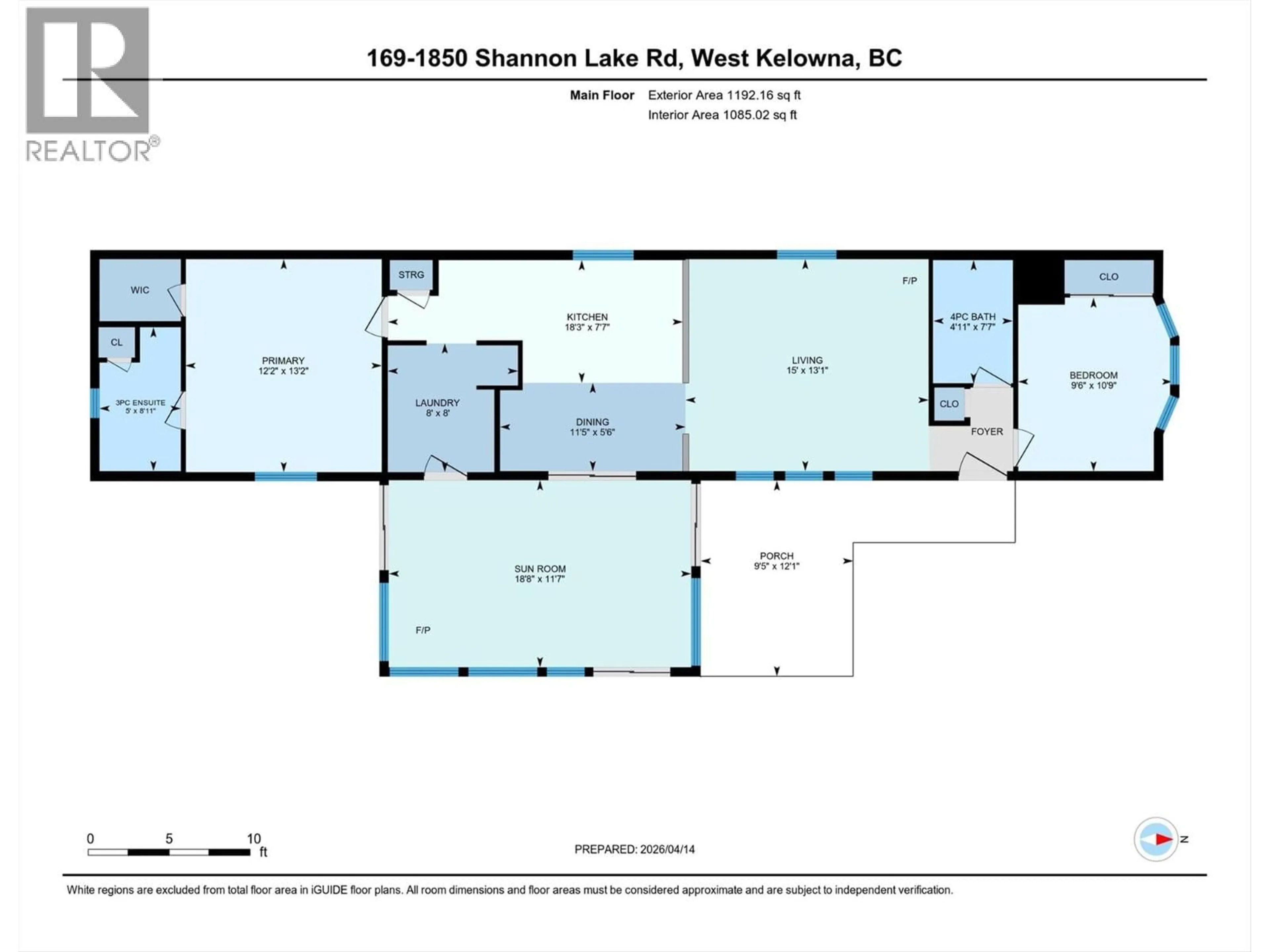 Floor plan for 169 - 1850 SHANNON LAKE ROAD, West Kelowna British Columbia V4T1L6