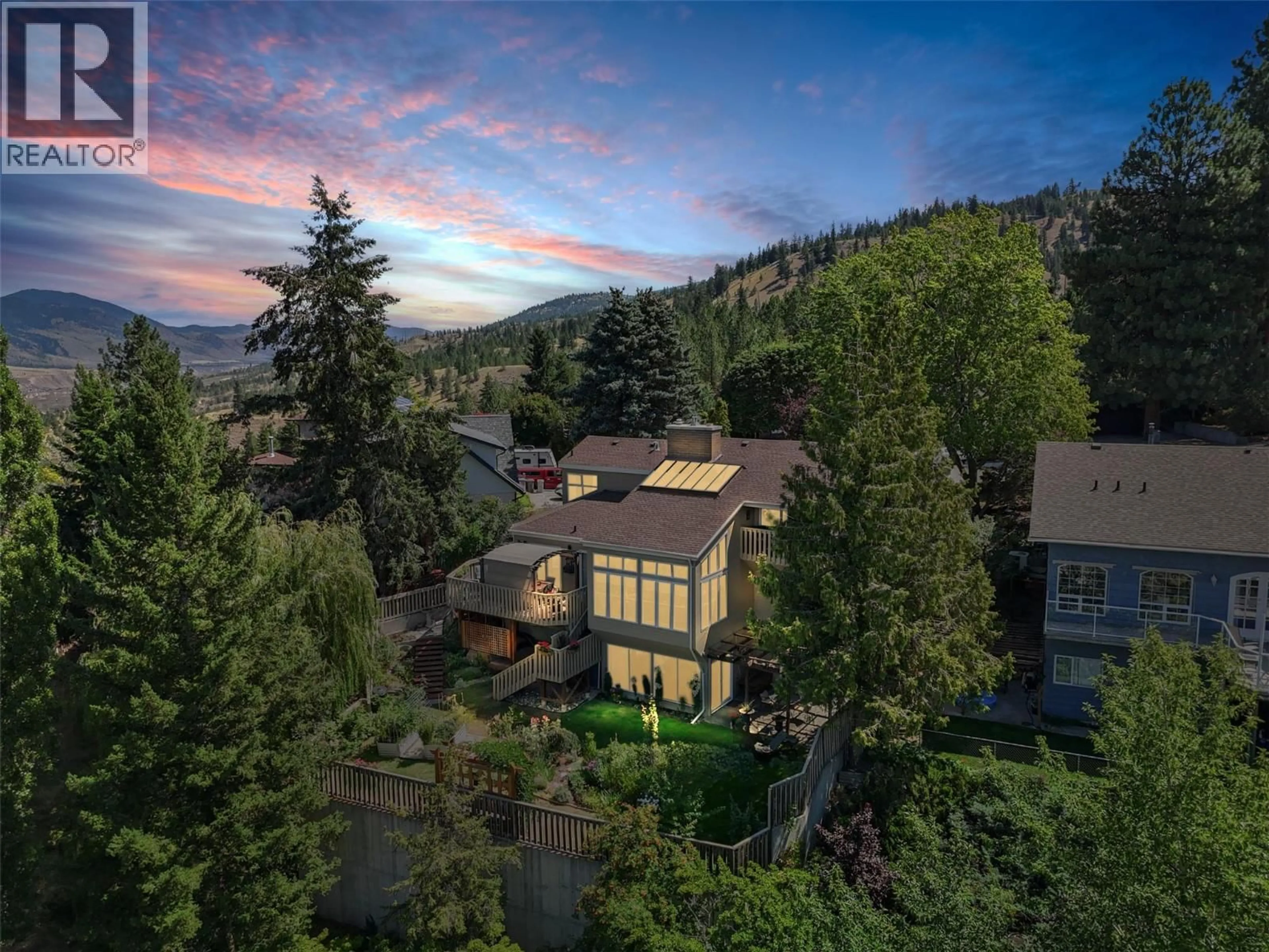 A pic from outside/outdoor area/front of a property/back of a property/a pic from drone, mountain view for 1620 FARNHAM WYND, Kamloops British Columbia V2E1L7