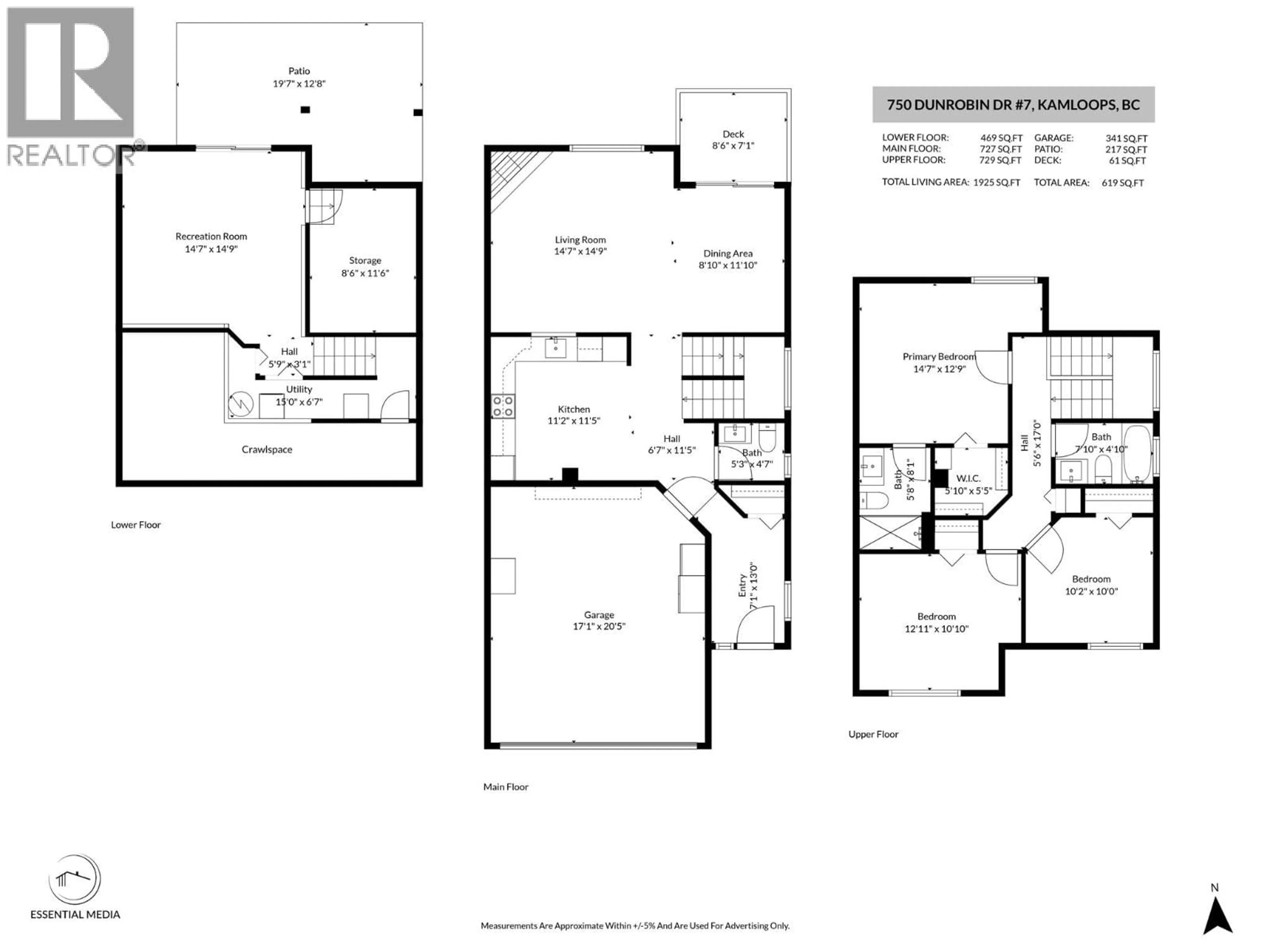 Floor plan for 7 - 750 DUNROBIN DRIVE, Kamloops British Columbia V1S1X3
