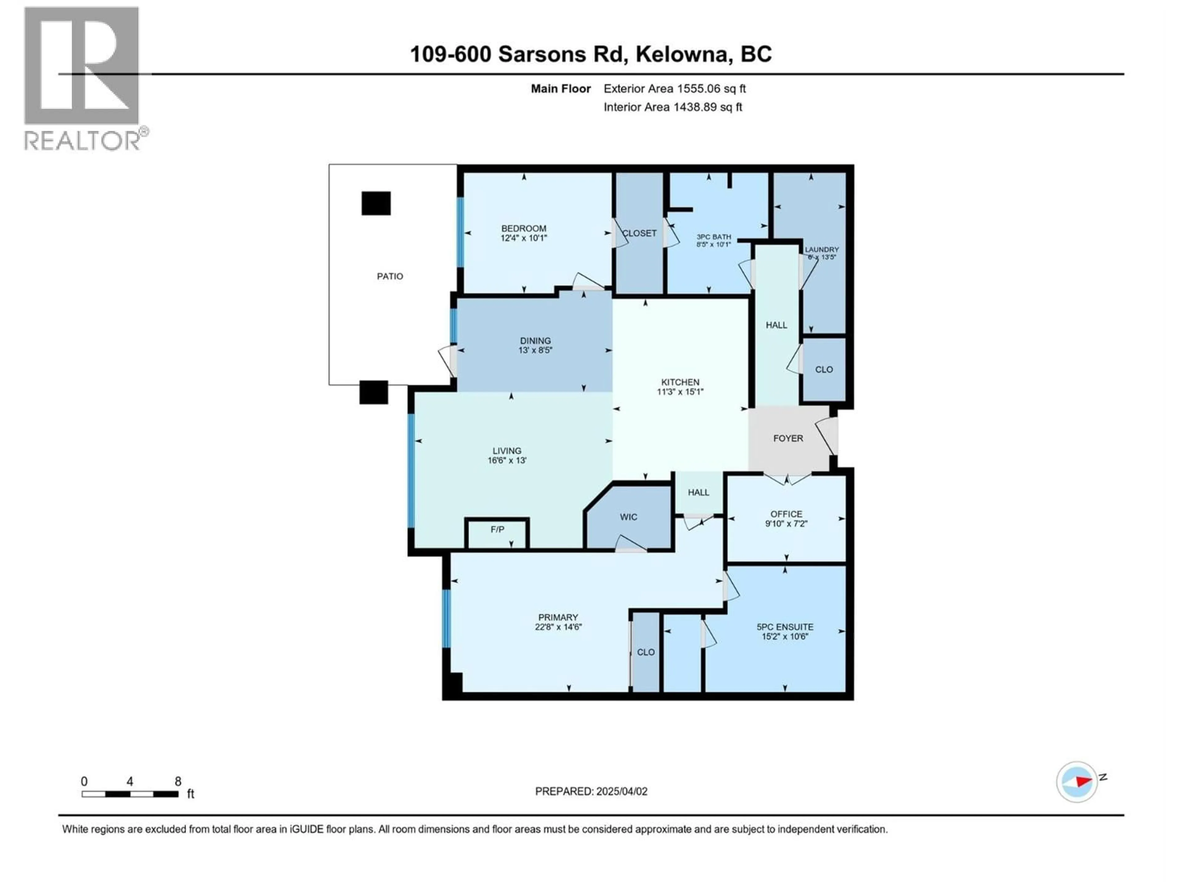 Floor plan for 109 - 600 SARSONS ROAD, Kelowna British Columbia V1W5H5