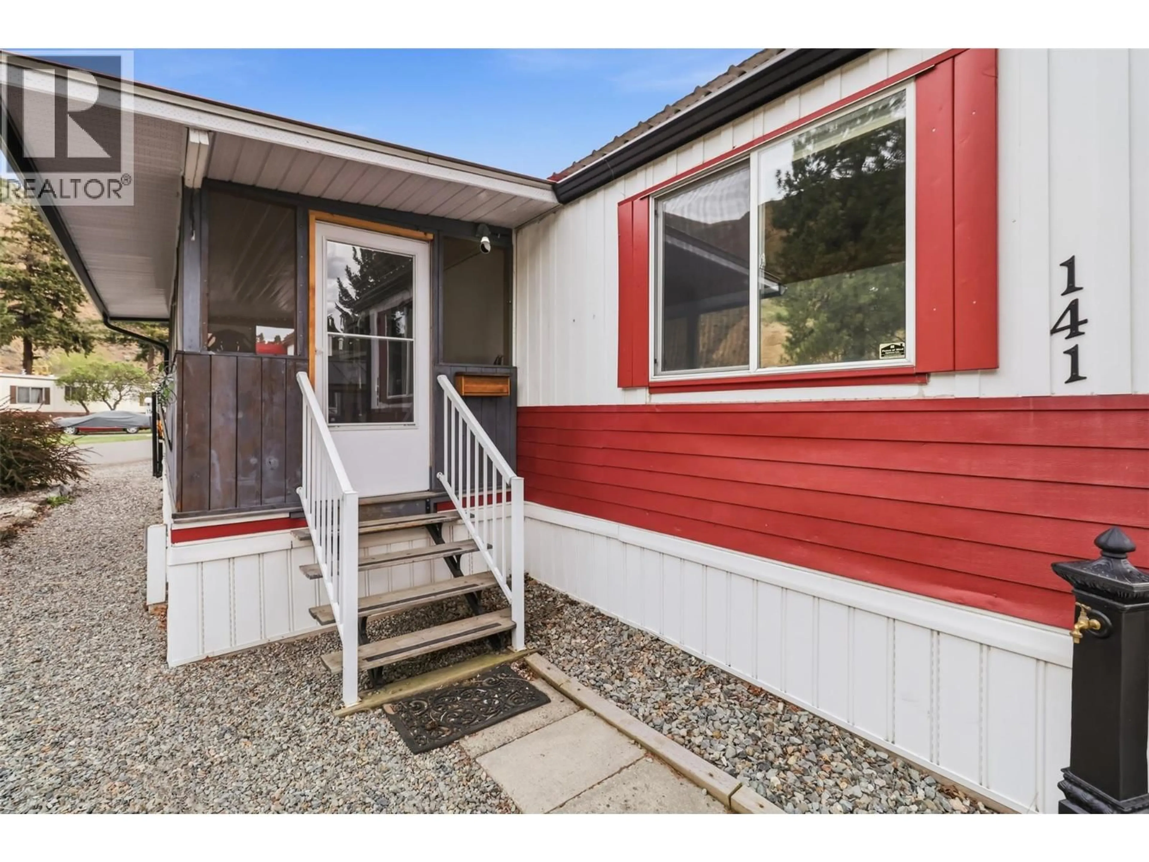 Home with vinyl exterior material, street for 141 - 2401 ORD ROAD, Kamloops British Columbia V2B7V8