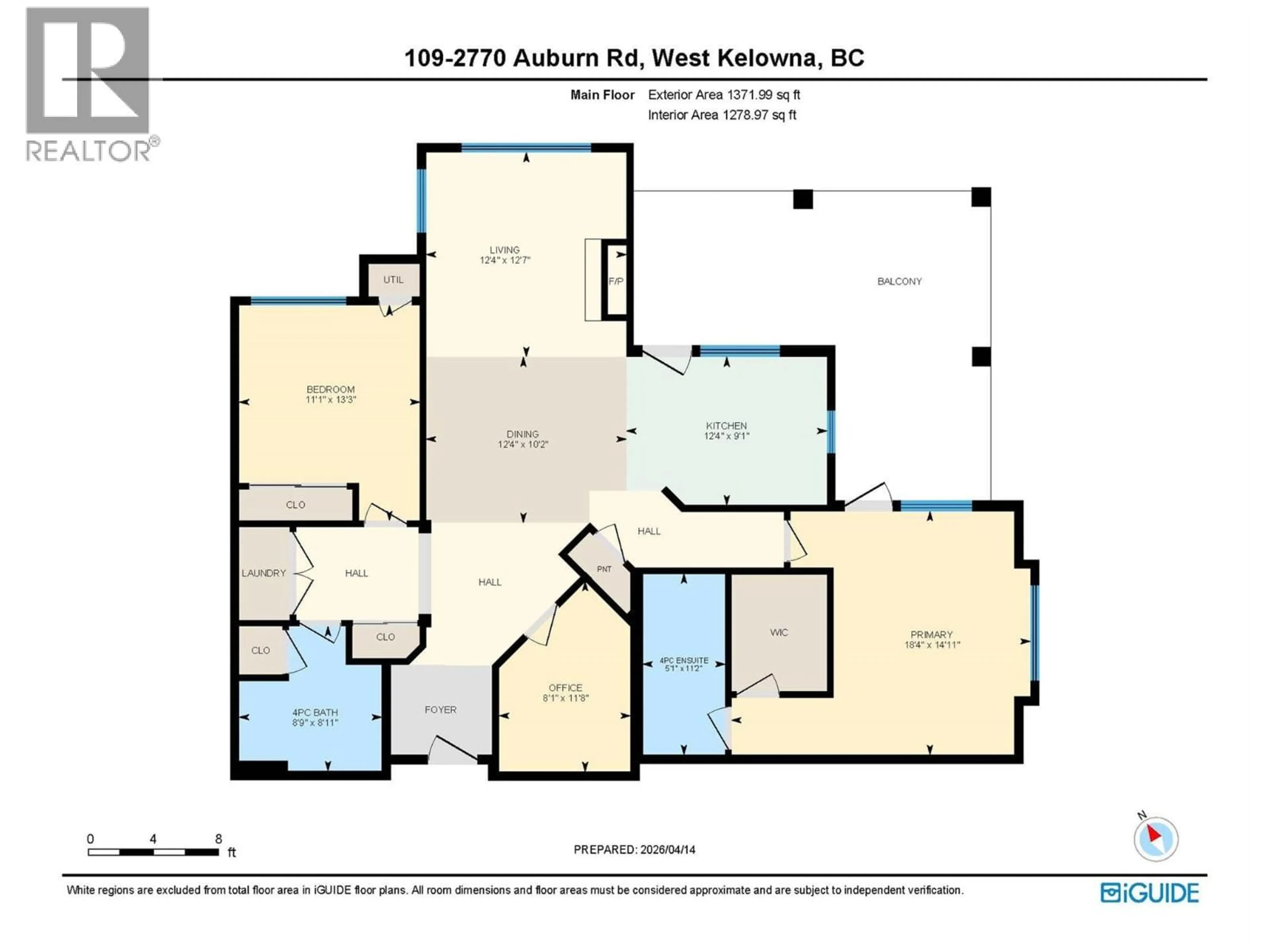 Floor plan for 109 - 2770 AUBURN ROAD, West Kelowna British Columbia V4T4C2