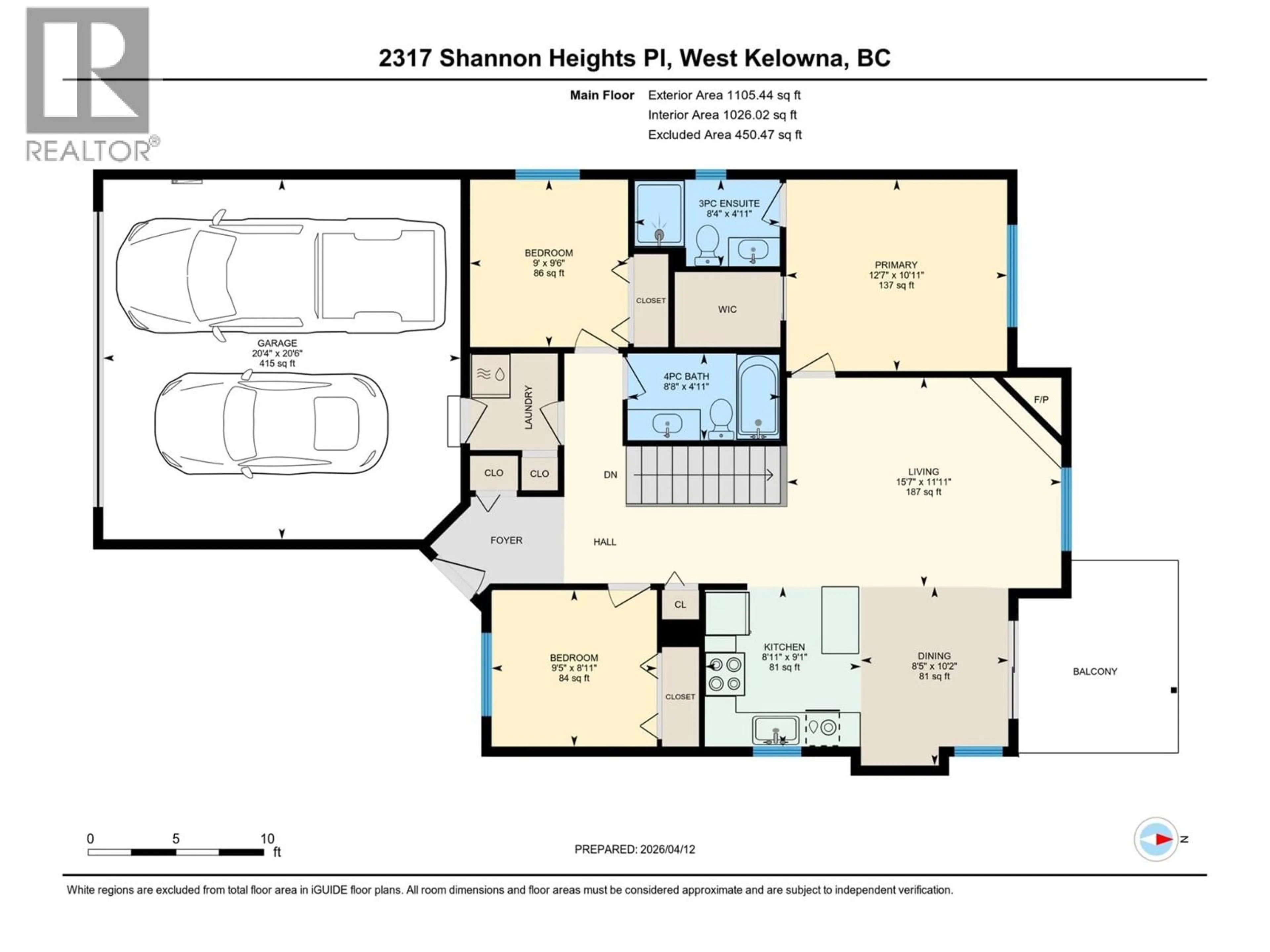 Floor plan for 2317 SHANNON HEIGHTS PLACE, Kelowna British Columbia V4R2V2