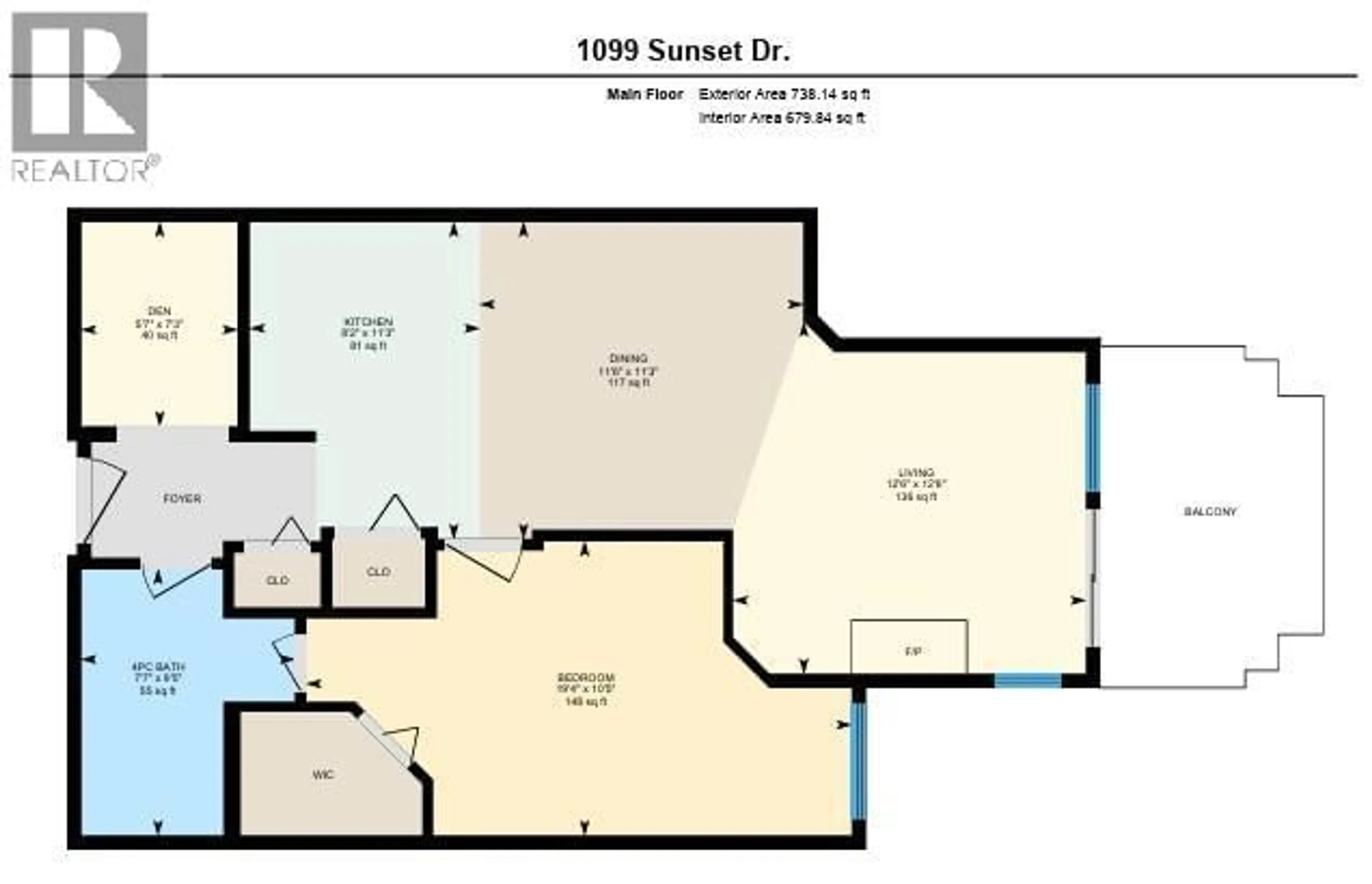 Floor plan for 435 - 1099 SUNSET DRIVE, Kelowna British Columbia V1Y9Z2