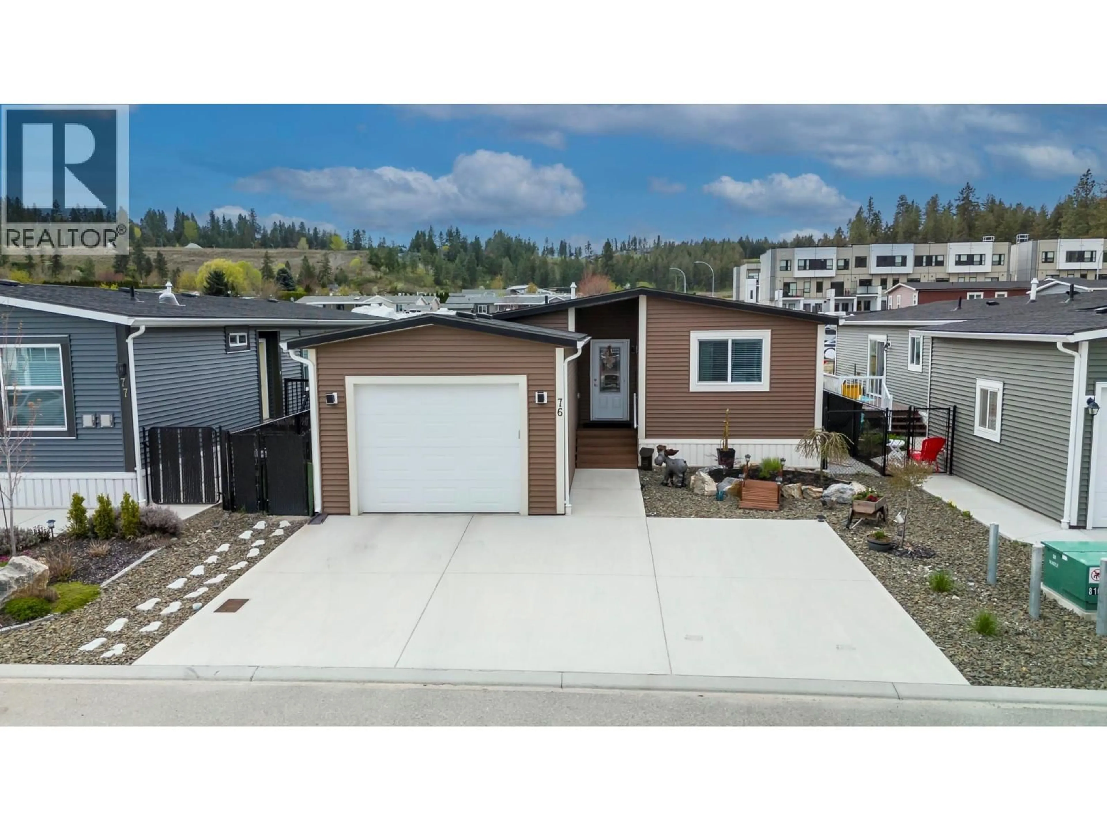 A pic from outside/outdoor area/front of a property/back of a property/a pic from drone, street for 76 - 1835 NANCEE WAY COURT, Kelowna British Columbia V1Z4C1