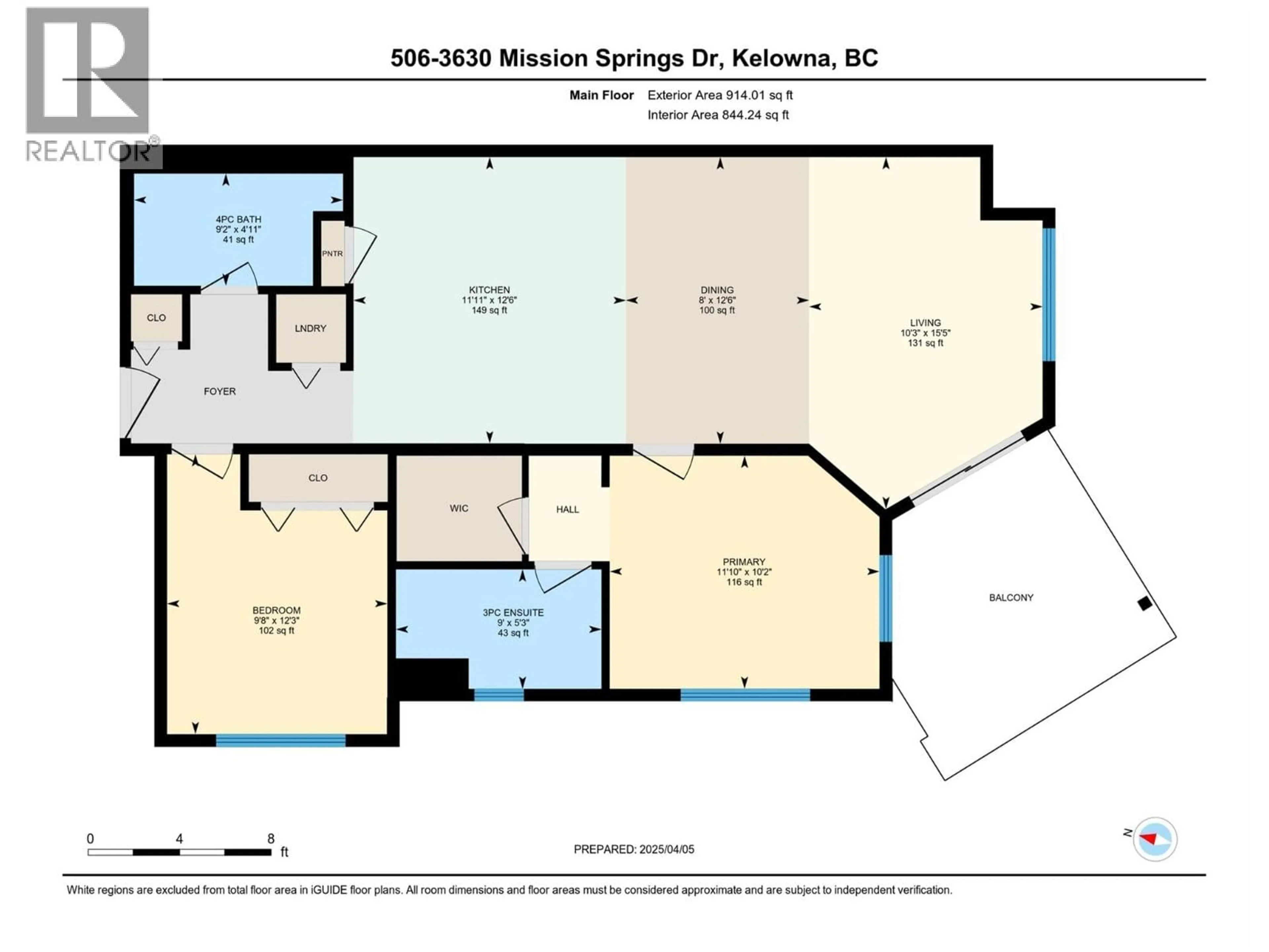 Floor plan for 506 - 3630 MISSION SPRINGS DRIVE, Kelowna British Columbia V1W0B2
