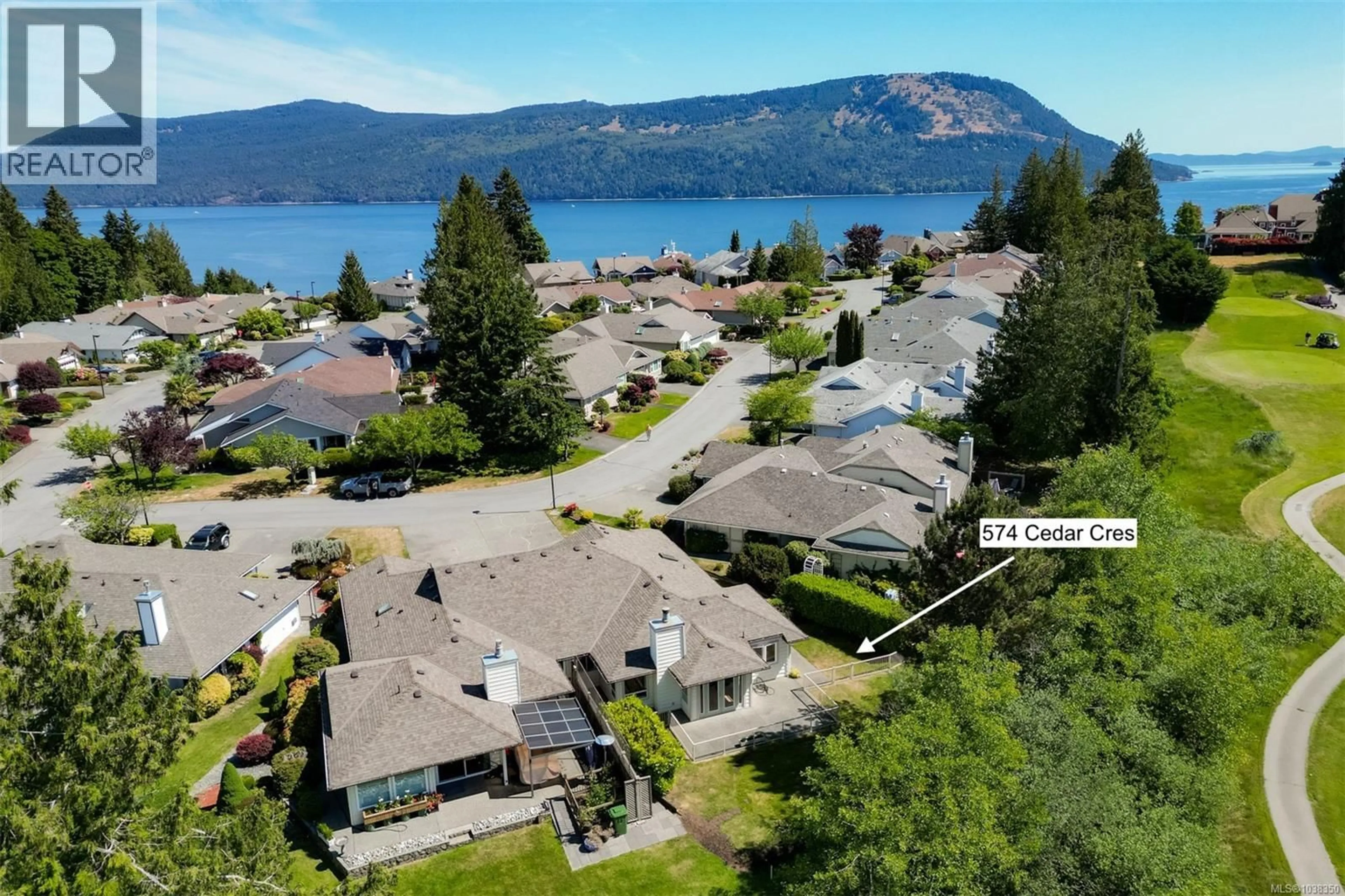 A pic from outside/outdoor area/front of a property/back of a property/a pic from drone, water/lake/river/ocean view for 574 CEDAR CRESCENT, Cobble Hill British Columbia V8H0K8