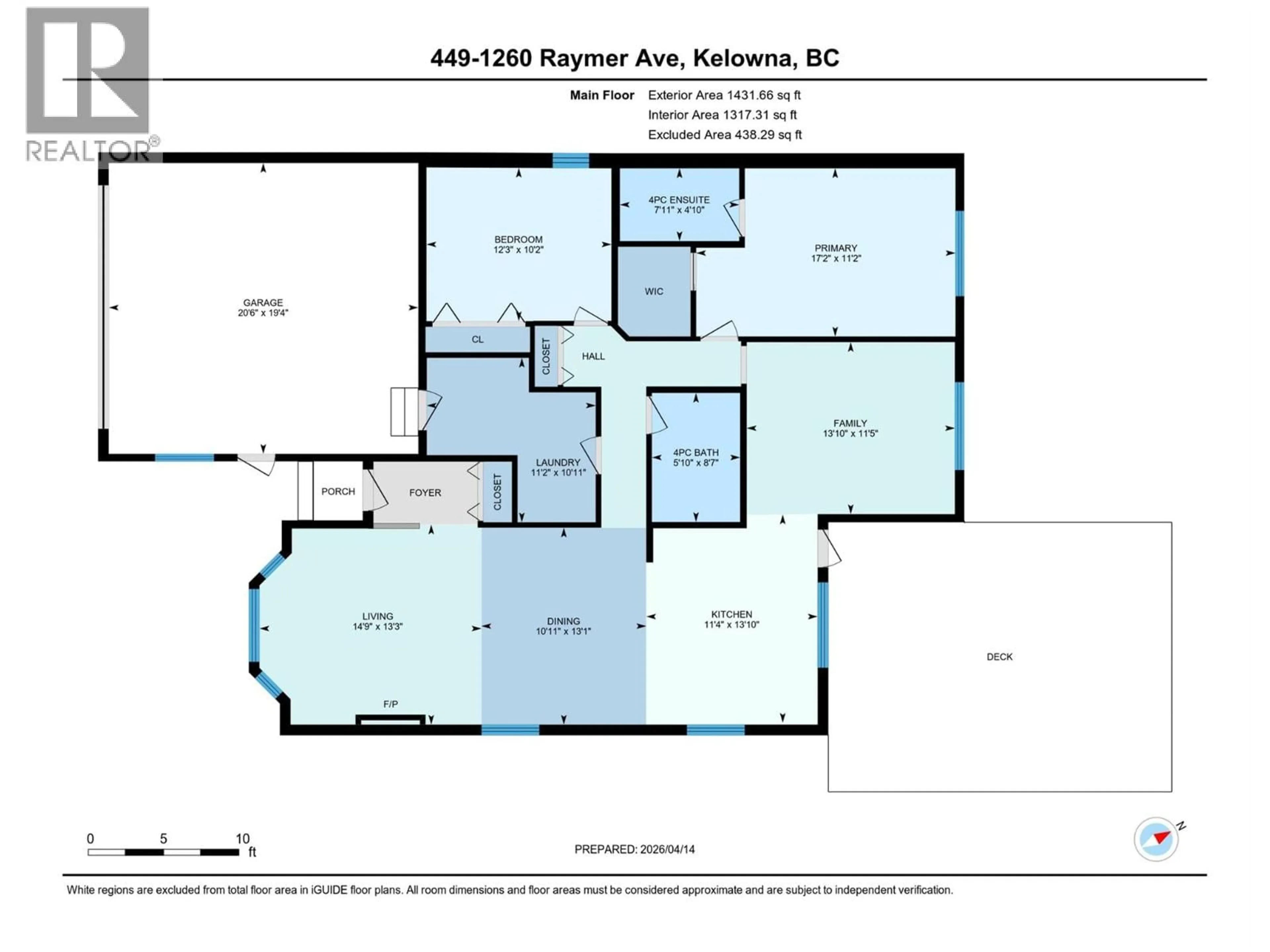 Floor plan for 449 - 1260 RAYMER AVENUE, Kelowna British Columbia V1W3S4