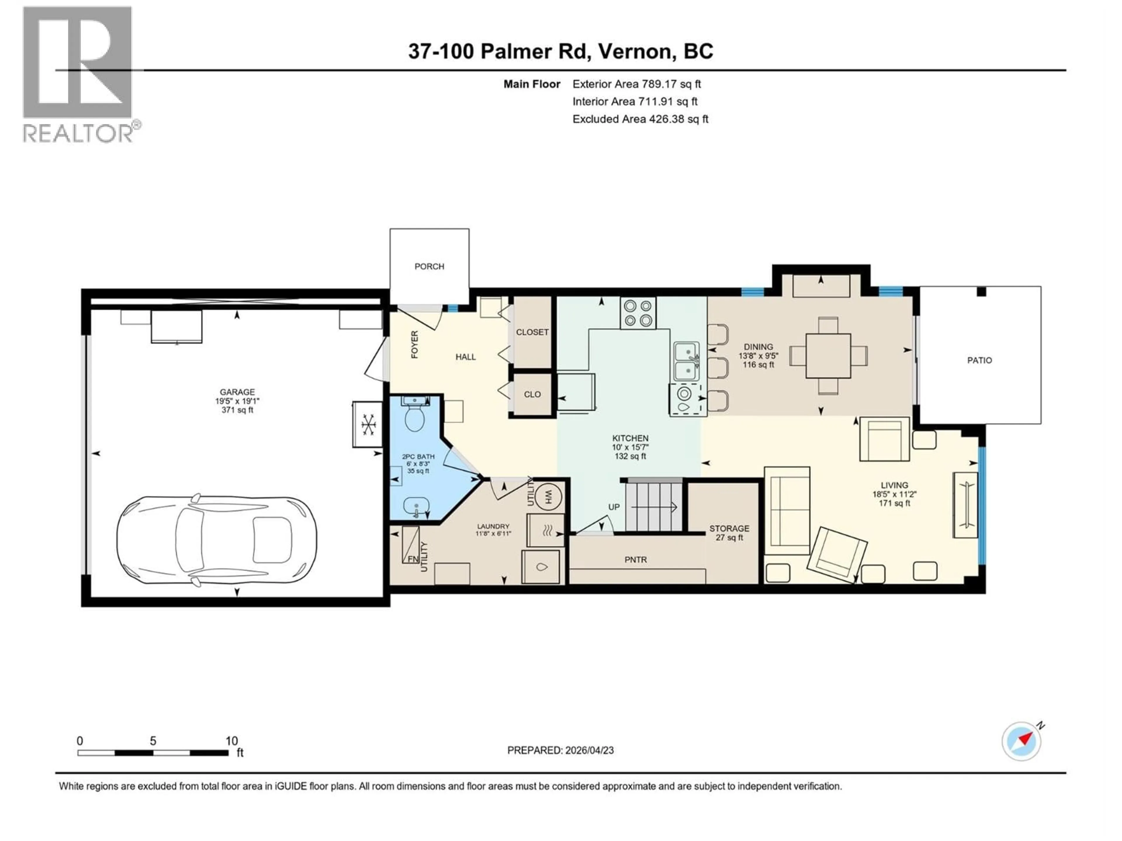 Floor plan for 37 - 100 PALMER ROAD, Vernon British Columbia V1H2H8