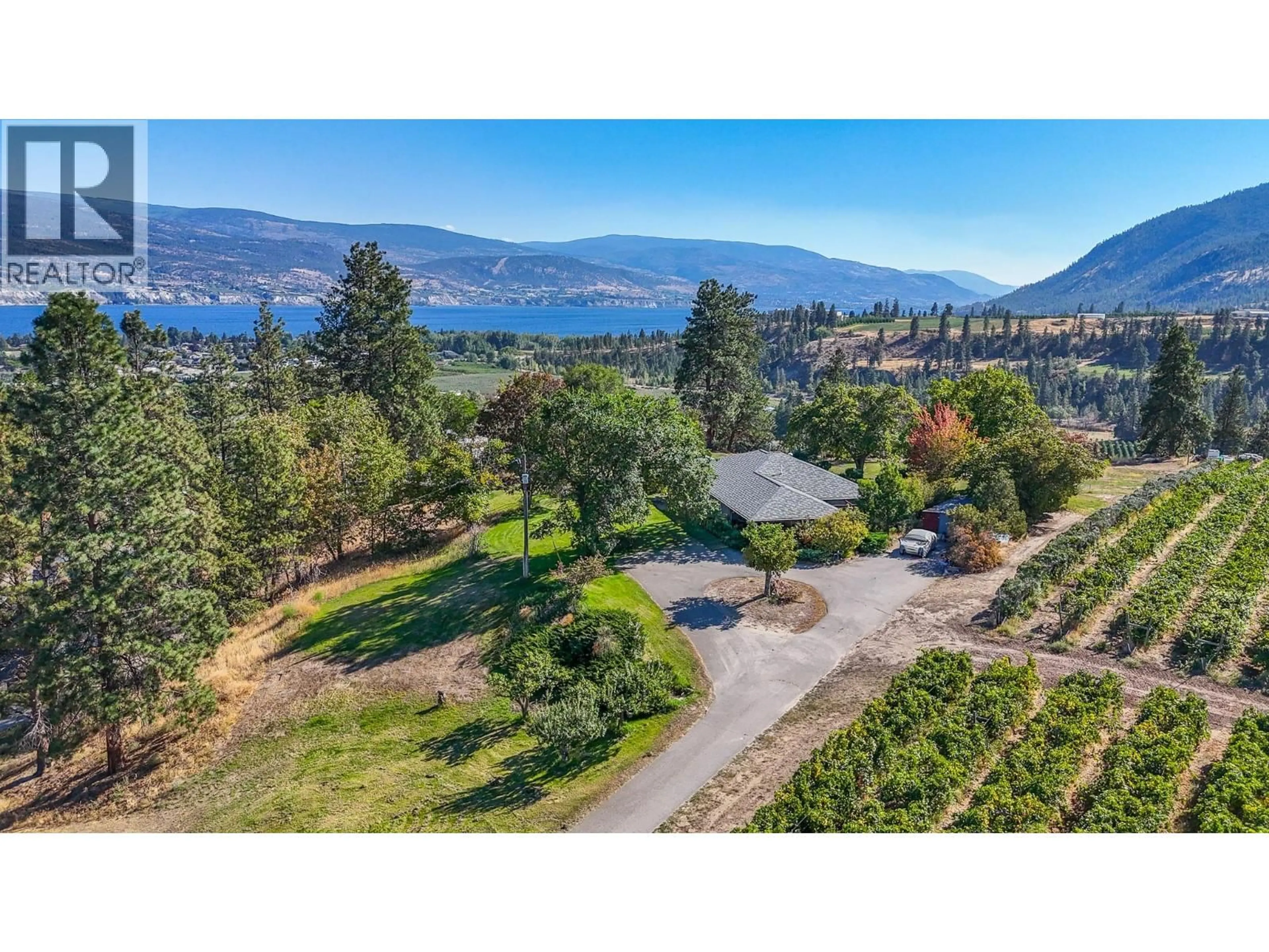 A pic from outside/outdoor area/front of a property/back of a property/a pic from drone, water/lake/river/ocean view for 4109 GARTRELL ROAD, Summerland British Columbia V0H1Z4