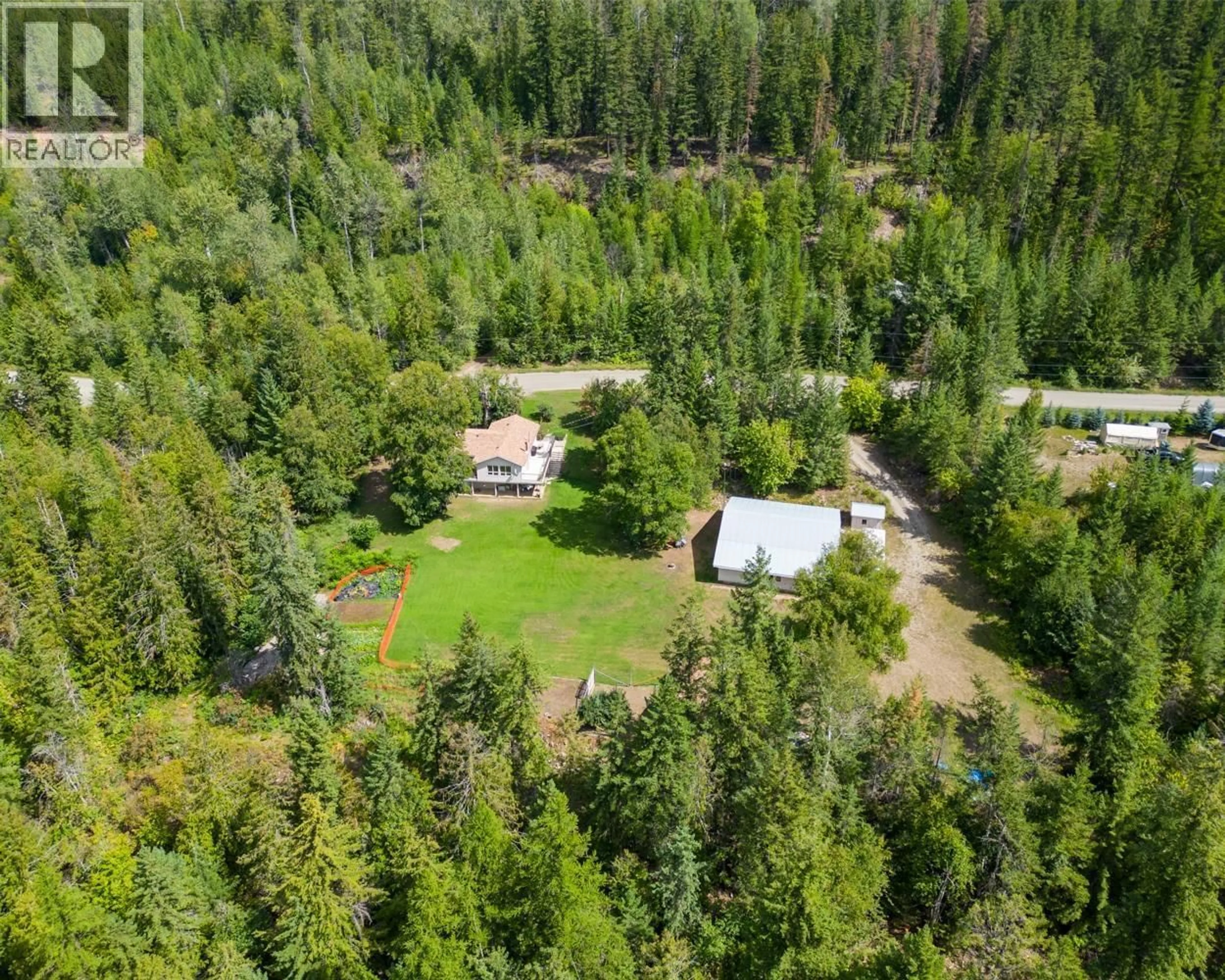 A pic from outside/outdoor area/front of a property/back of a property/a pic from drone, forest/trees view for 467 MEADOW CREEK ROAD, Meadow Creek British Columbia V0G1N0