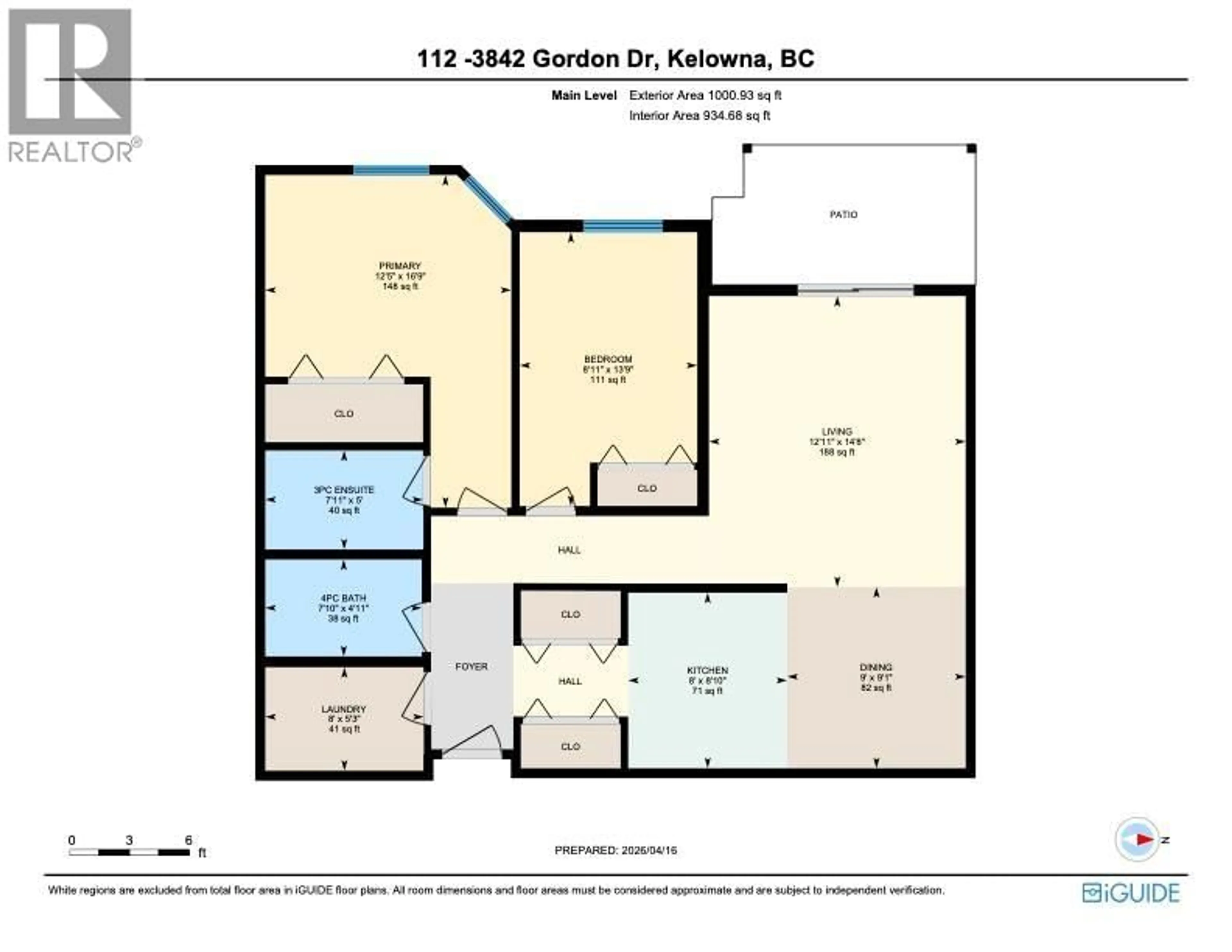 Floor plan for 112 - 3842 GORDON DRIVE, Kelowna British Columbia V1W3G4