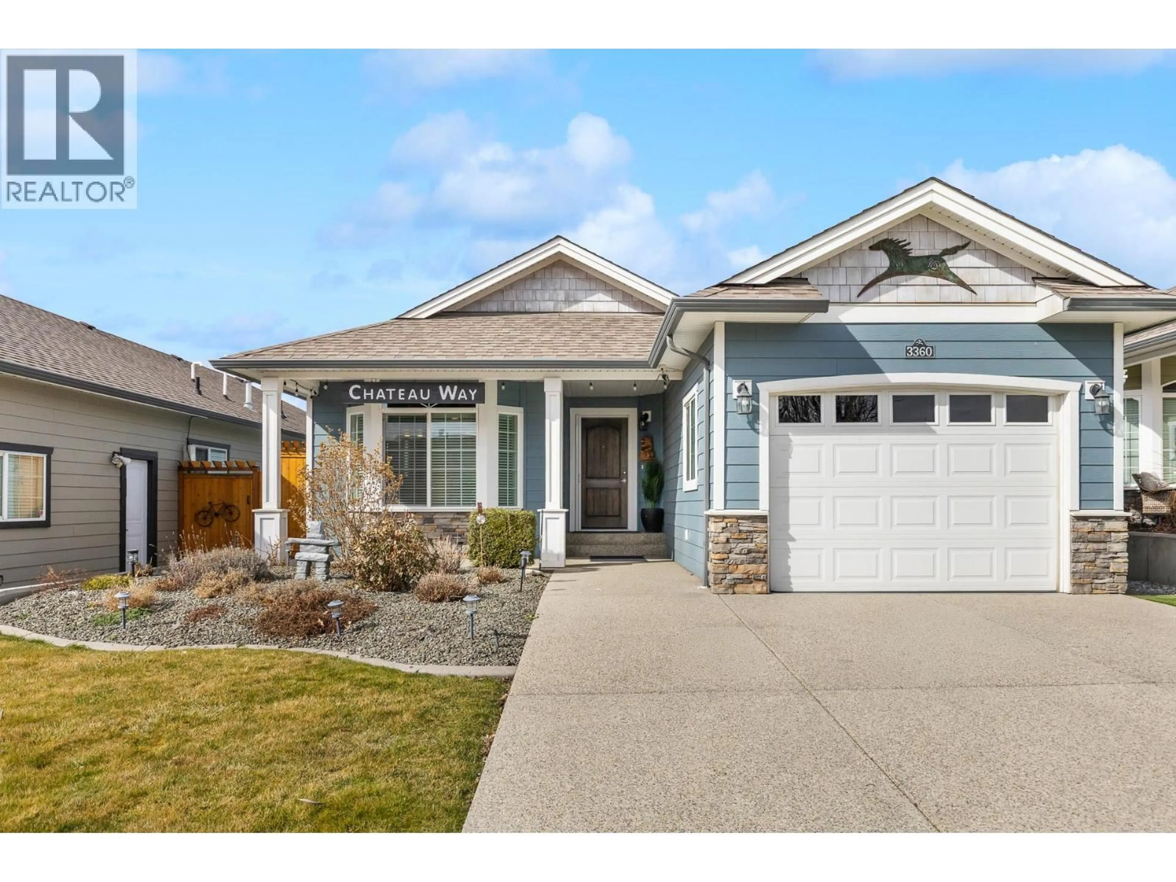 Home with vinyl exterior material, street for 3360 MIMOSA DRIVE, West Kelowna British Columbia V4T3A5